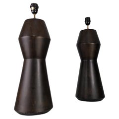 Pair of Design Lamps in Wood by La Fibule France, 1980s