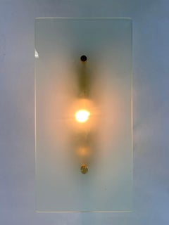 Paire d'appliques/lampe design en laiton et verre du milieu du siècle dernier - vers les années 1980