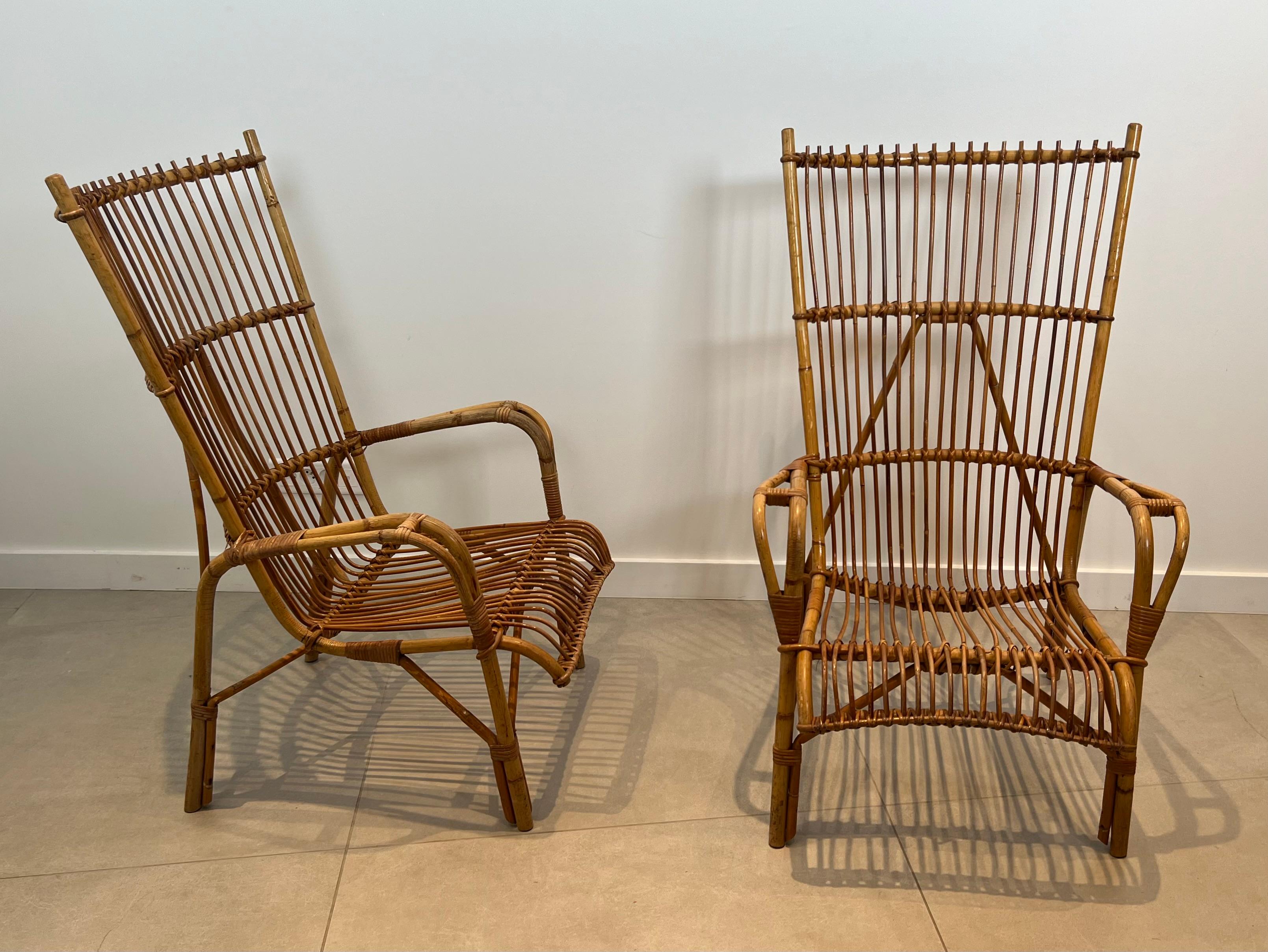 Paar Design Rattan-Sessel (Moderne der Mitte des Jahrhunderts) im Angebot