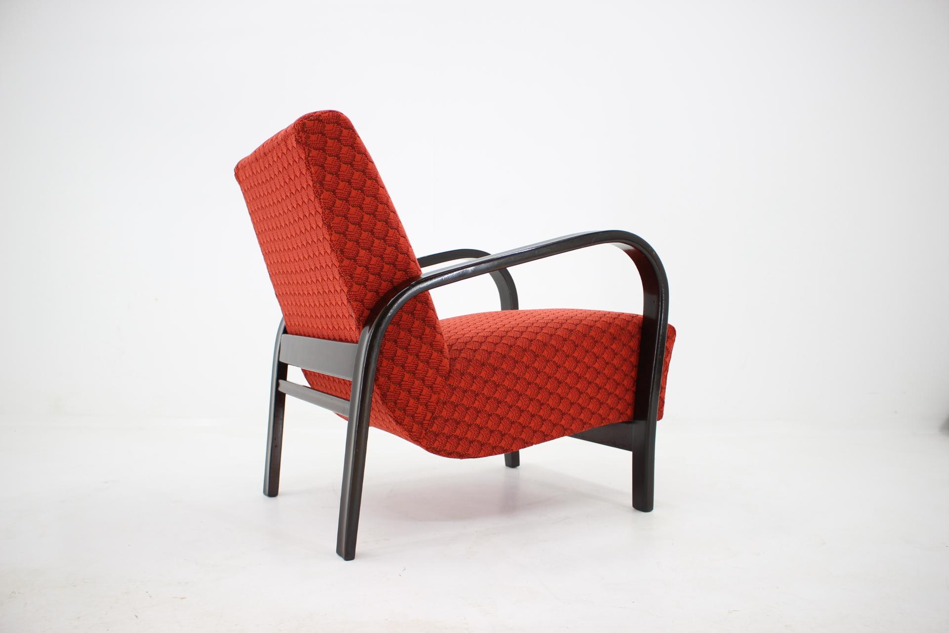 Czech Pair of Design Renovated Armchairs by Arch. Kropacek and Kozelka, 1950s For Sale