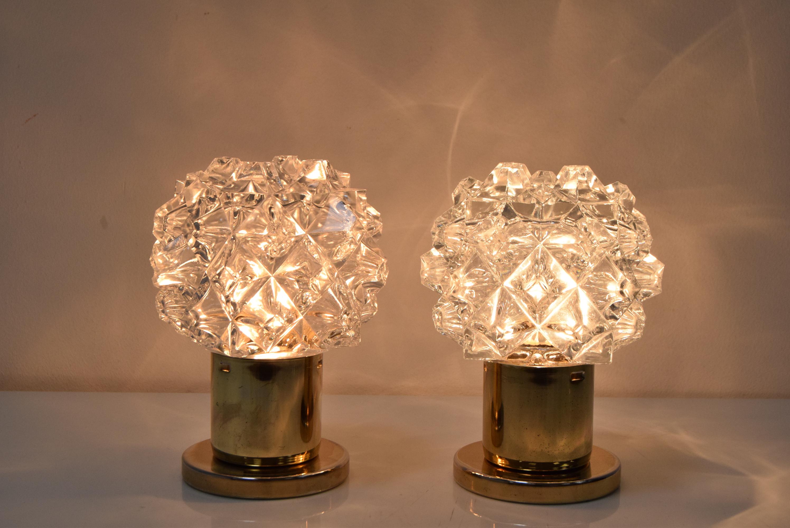 Pair of Design Table or Wall Lamps by Preciosa, Kamenicky Senov, 1960's. For Sale 3
