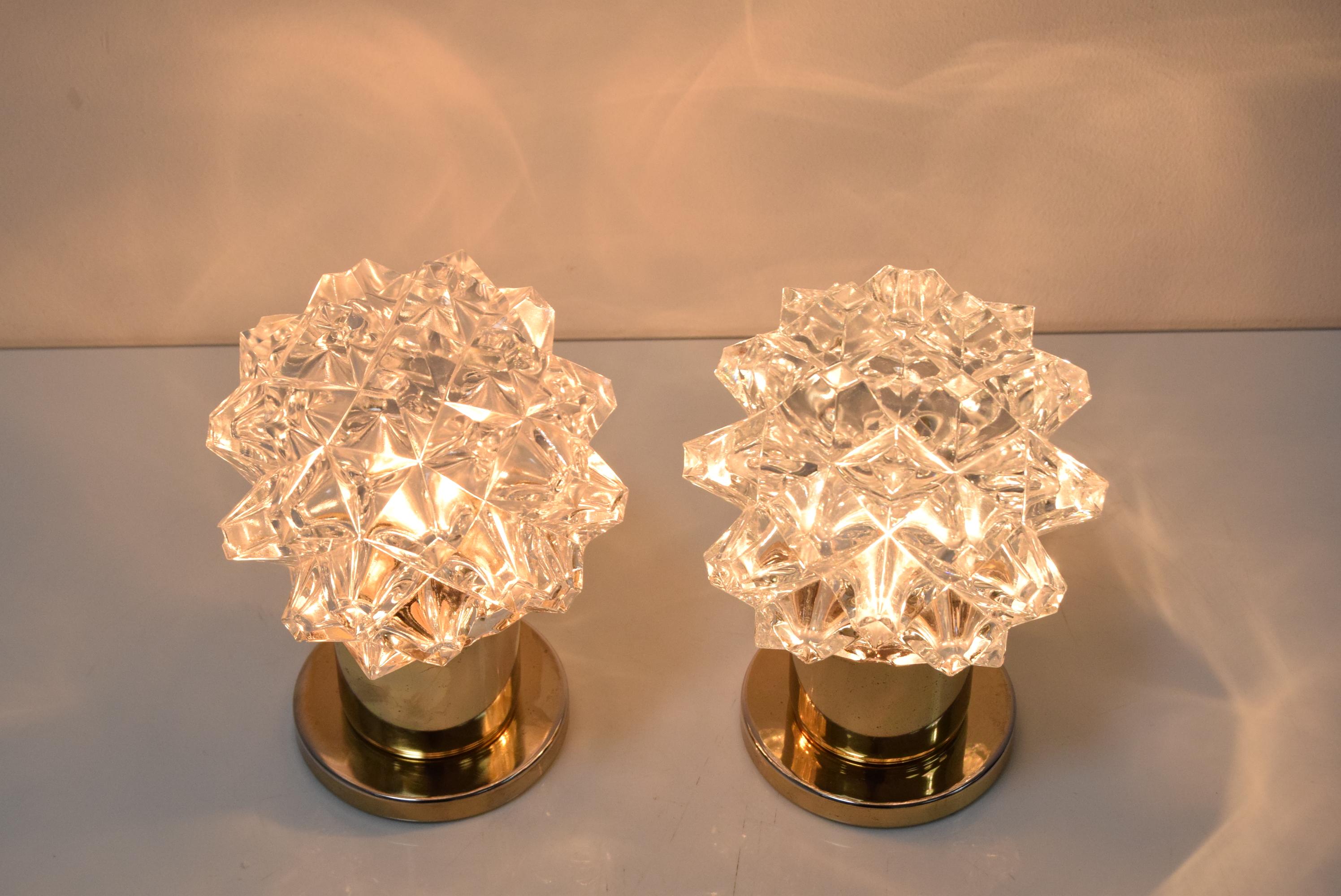 Pair of Design Table or Wall Lamps by Preciosa, Kamenicky Senov, 1960's. For Sale 4