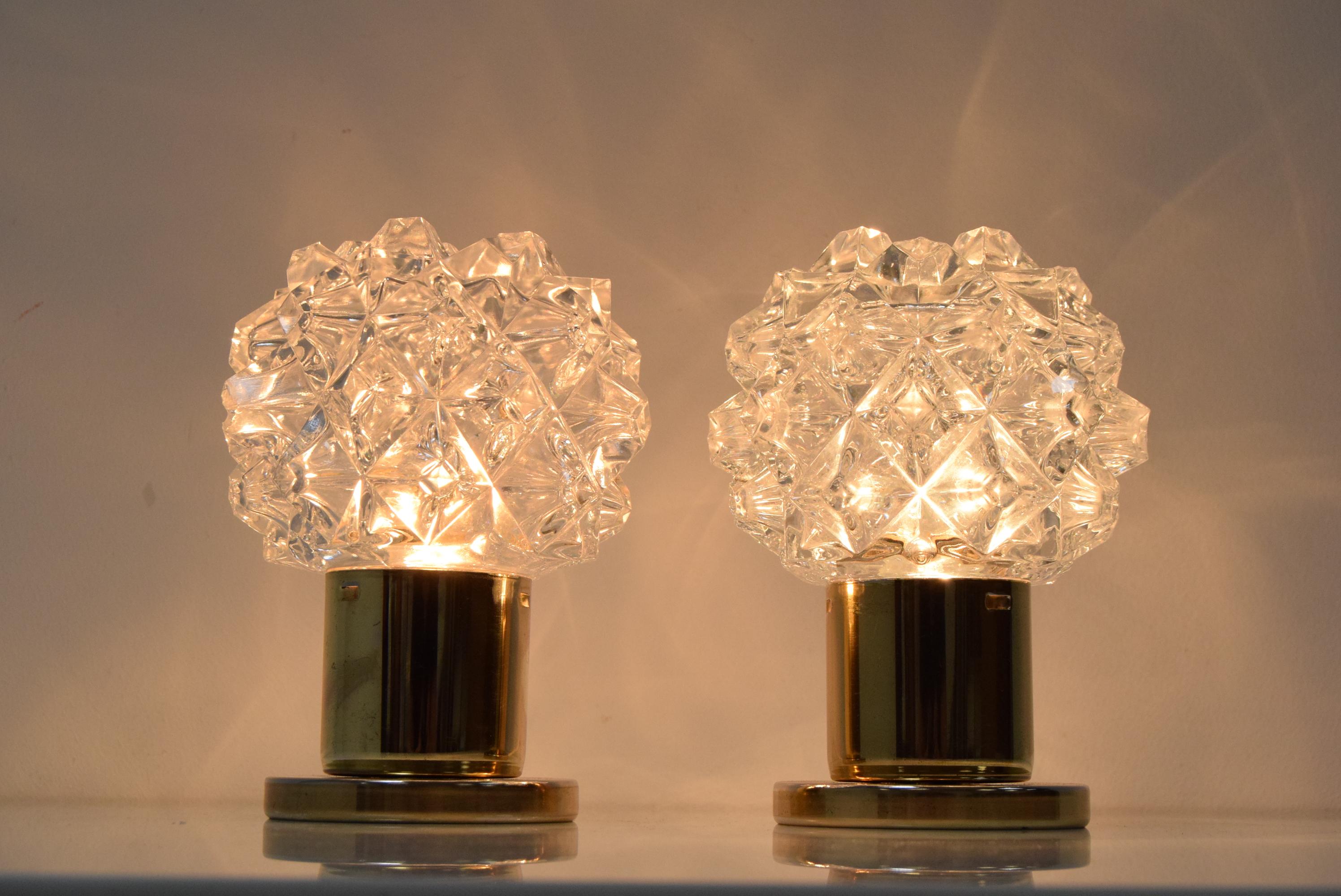 Pair of Design Table or Wall Lamps by Preciosa, Kamenicky Senov, 1960's. For Sale 5