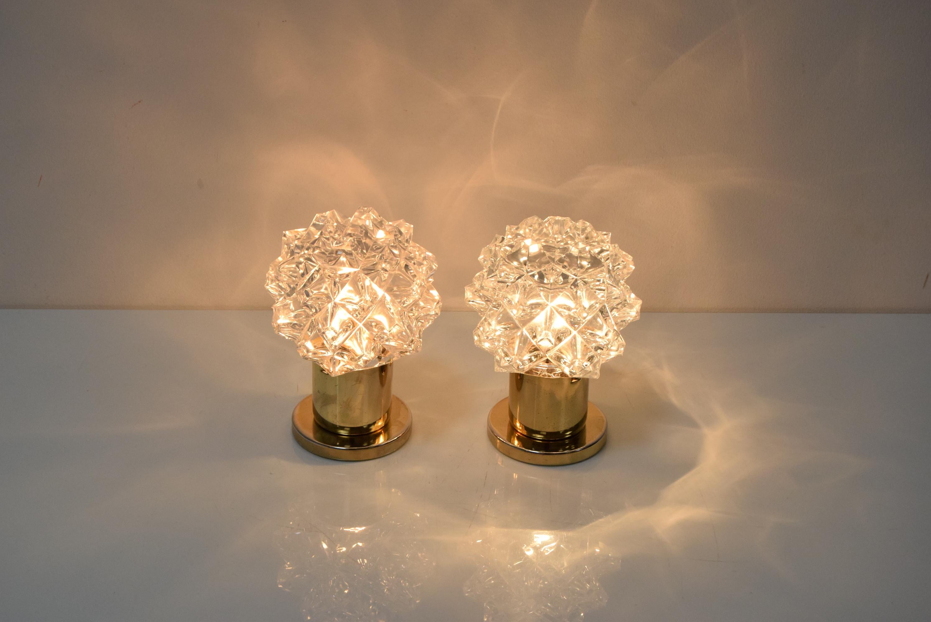 Pair of Design Table or Wall Lamps by Preciosa, Kamenicky Senov, 1960's. For Sale 6