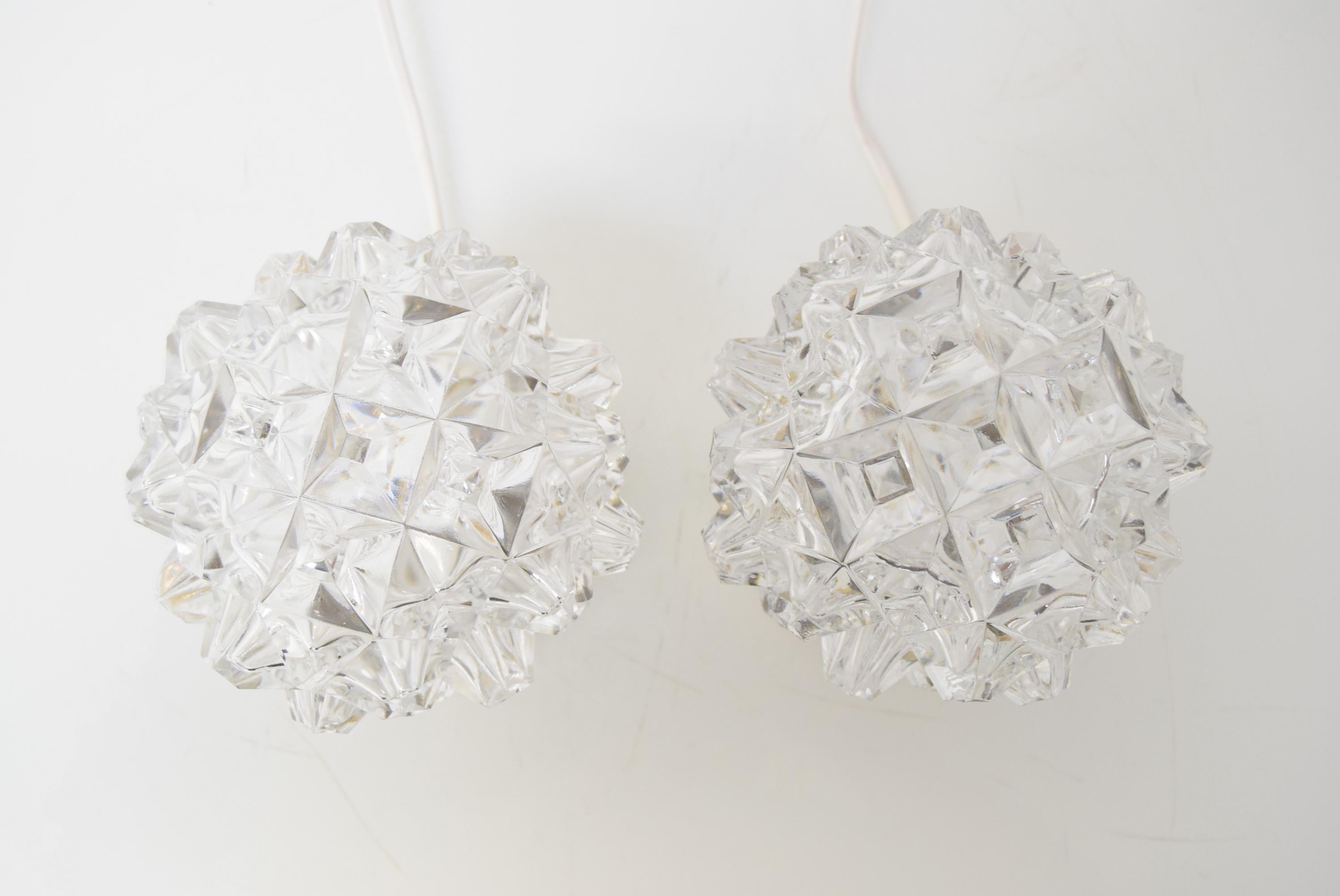 Pair of Design Table or Wall Lamps by Preciosa, Kamenicky Senov, 1960's. For Sale 1