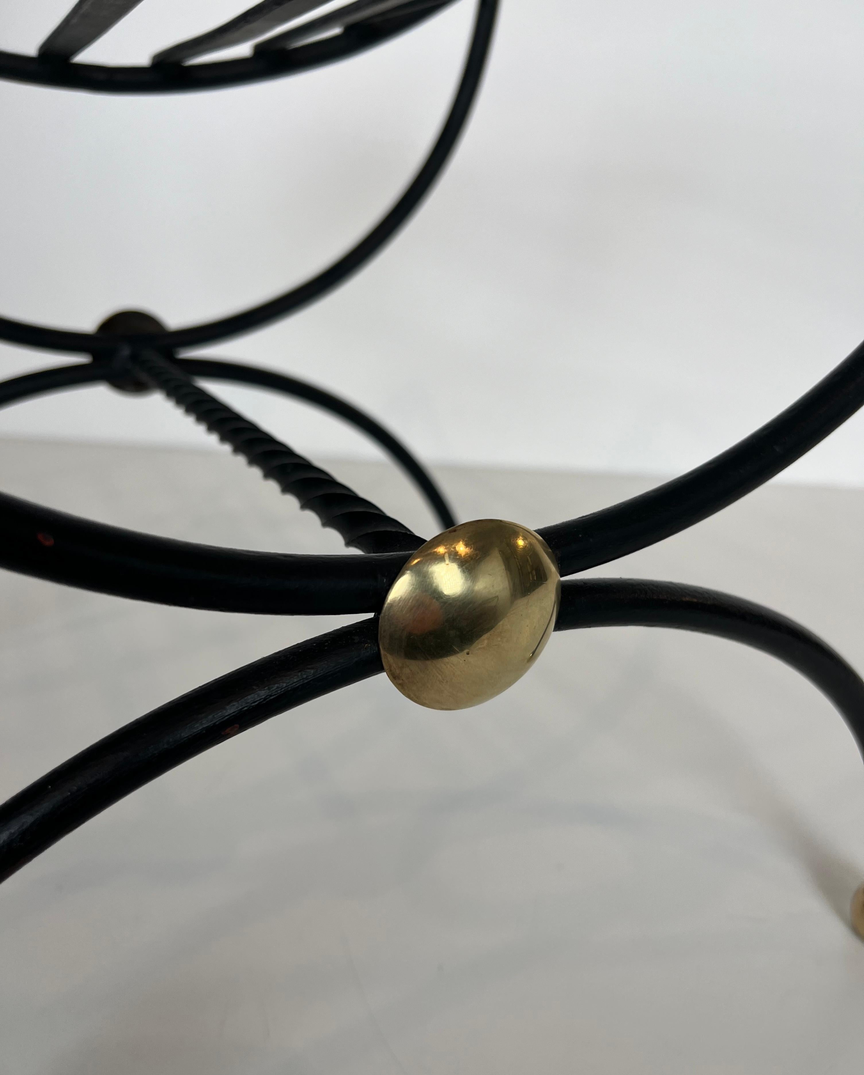 Paire de tabourets Curule Design en fer forgé et laiton en vente 10