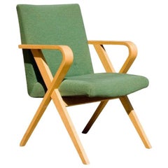 Pair of Designed Thonet Bentwood Upholstered Armchairs by Henry Glass