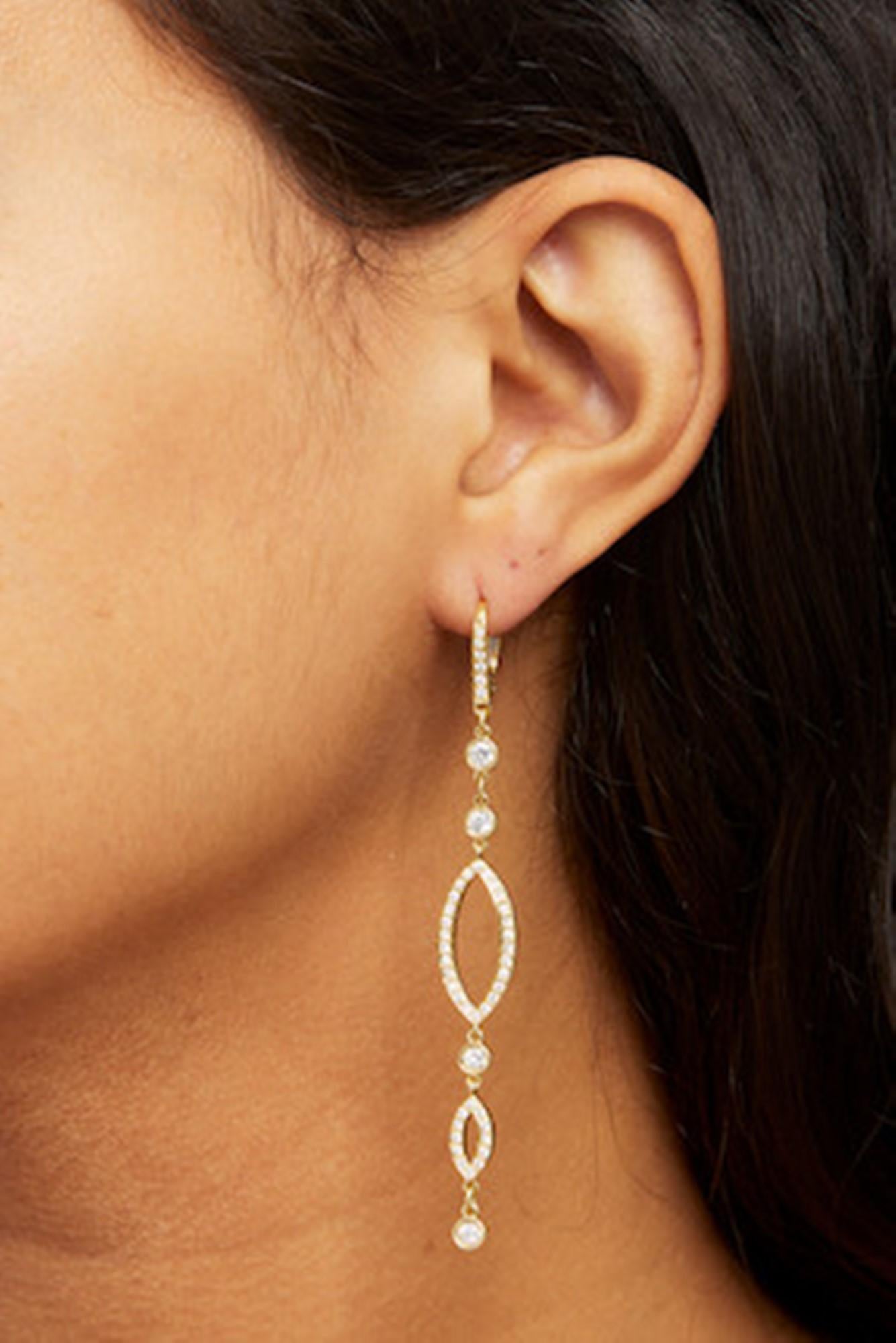 Brilliant Cut Pair of Designer 18K 1.80 Carat Diamond Dangle Earrings 18K For Sale
