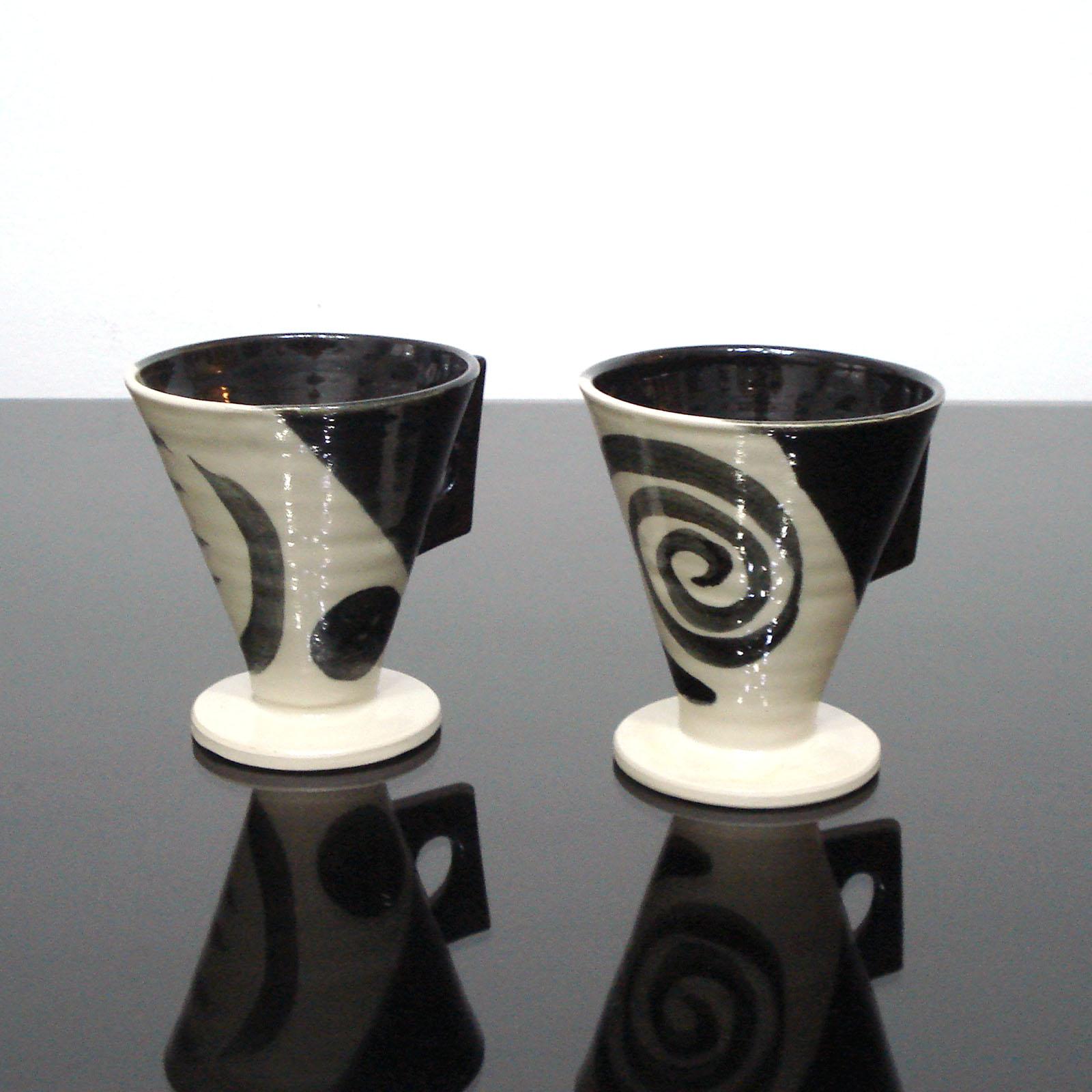 Scandinavian Modern Pair of Designer Ceramic Mugs, Sweden, 1990s