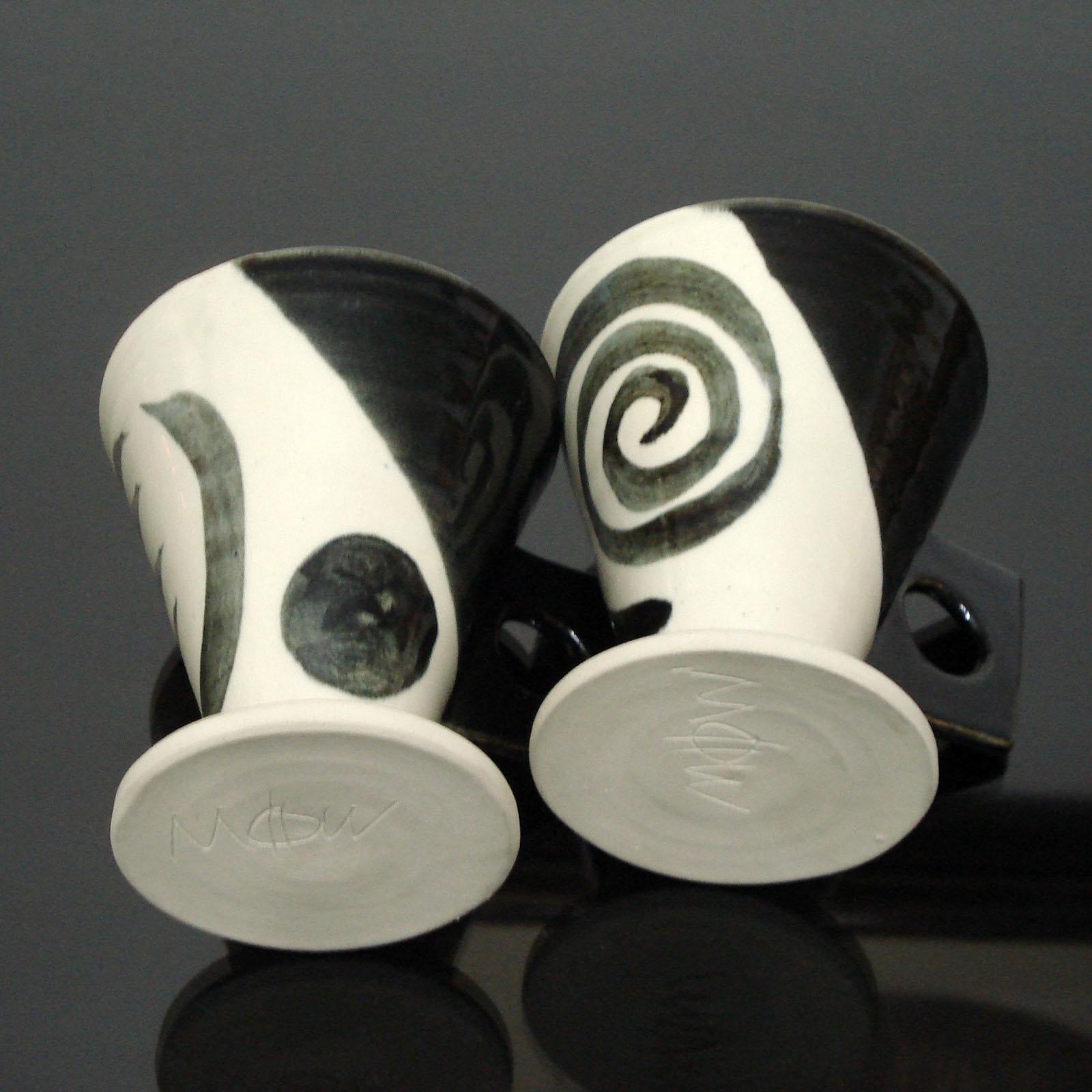 Pair of Designer Ceramic Mugs, Sweden, 1990s 1