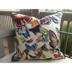 Pair of Designer's Guild Christian Lacroix' "Butterfly Parade" in Daim Pillows