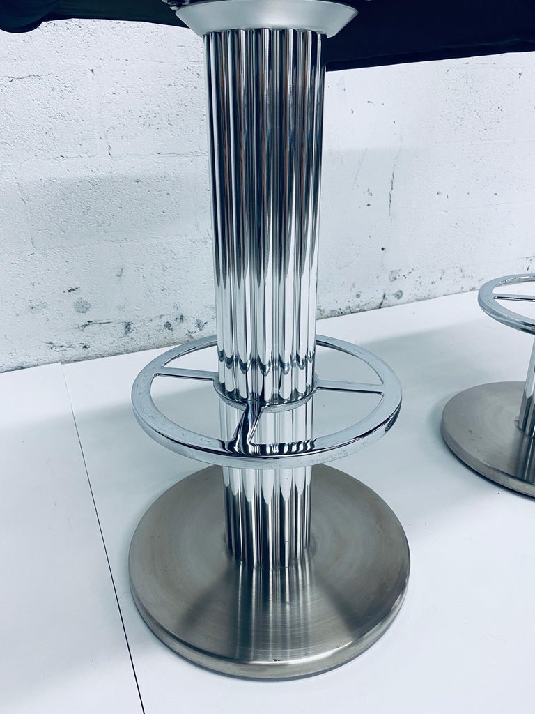 Pair of Designs for Leisure Blue UltraSuede Bar Stools at 1stDibs