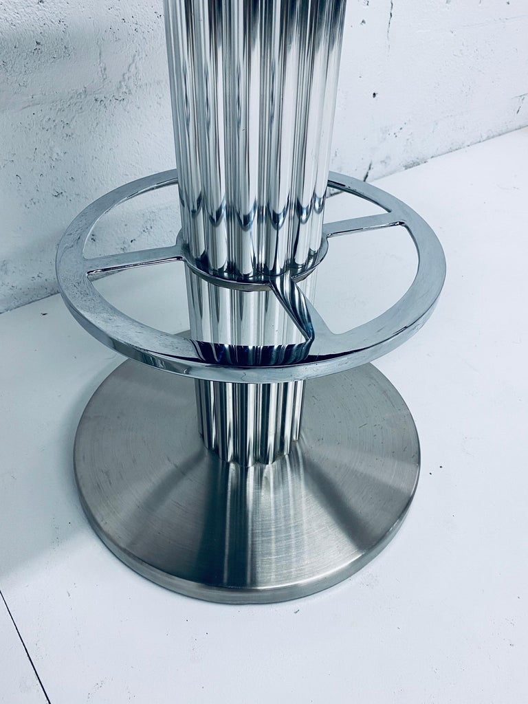 Pair of Designs for Leisure Faux Brown Leather and Fur Bar Stools