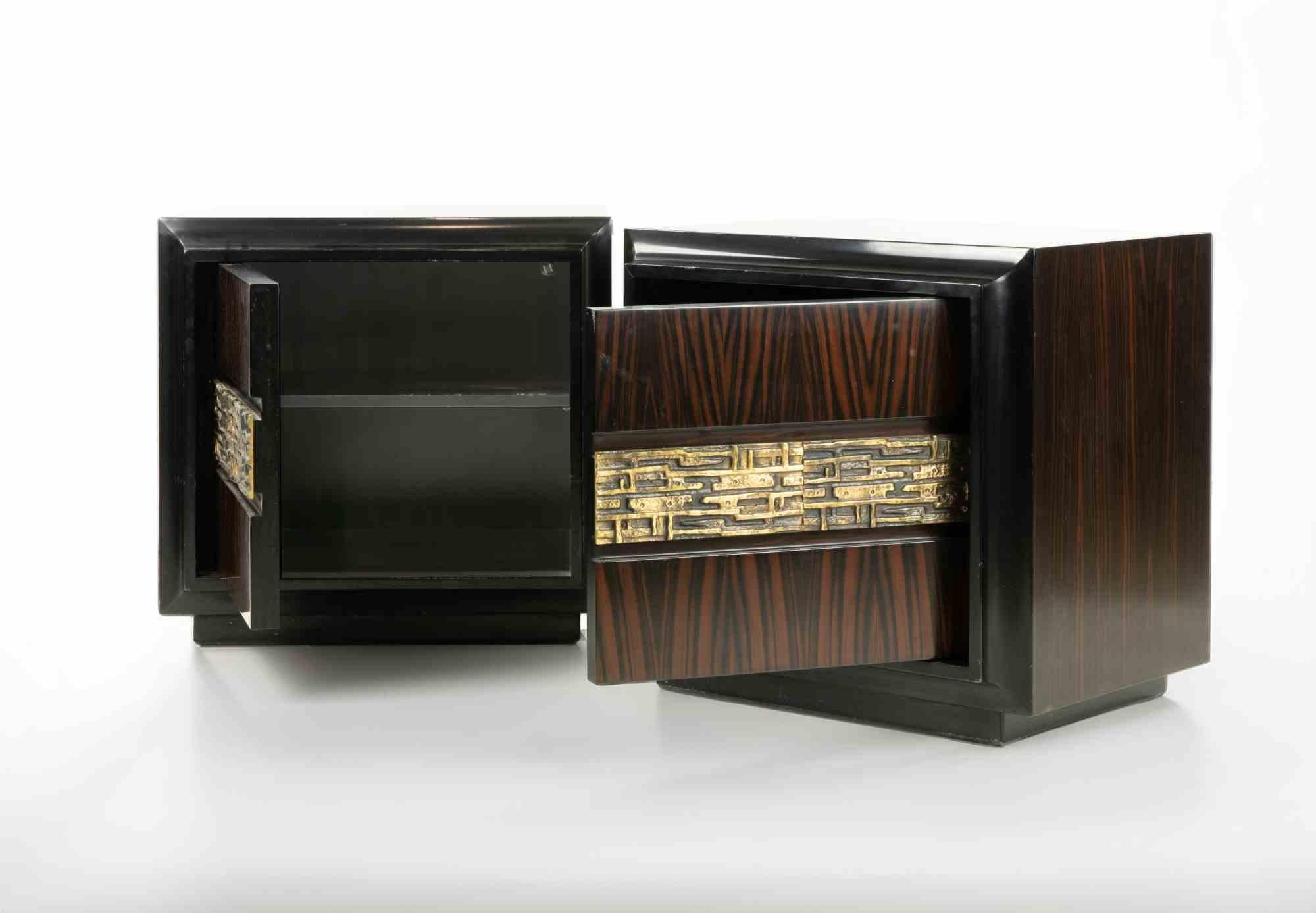 Italian Pair of Desirée Bedside Tables by  Luciano Frigerio for Frigerio di Desio, 1970s For Sale