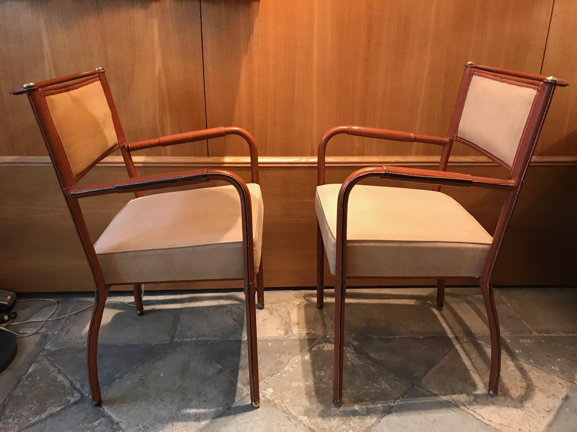 French Pair of Desk Armchairs by Jacques Adnet