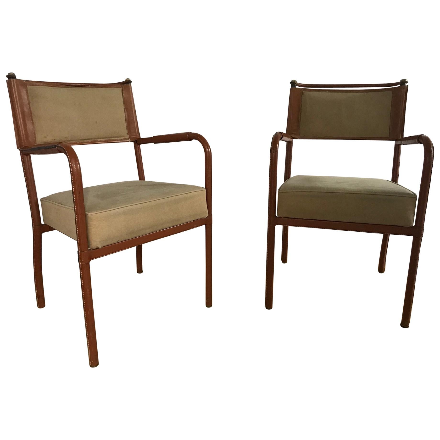 Pair of Desk Armchairs by Jacques Adnet