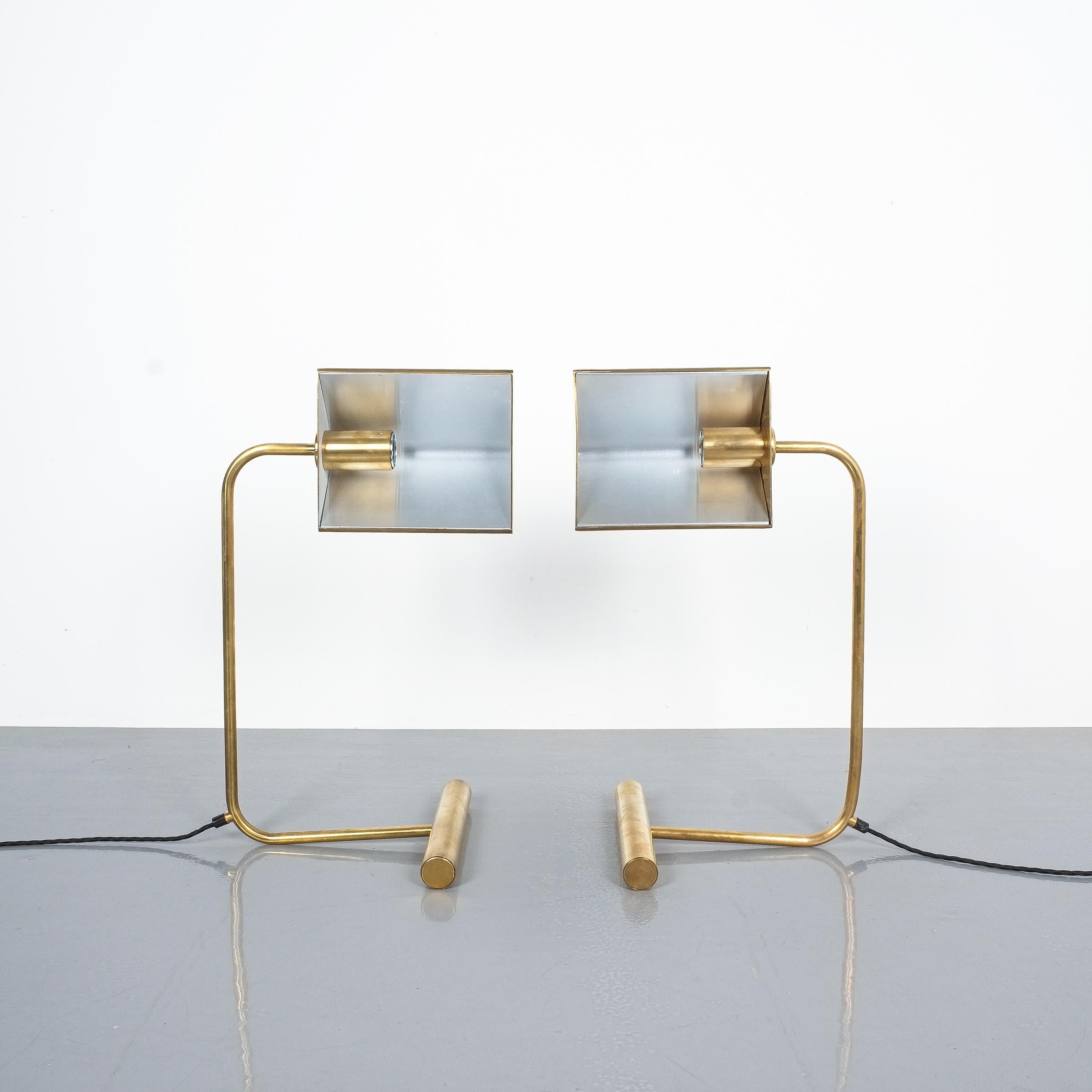Metal Pair of Desk Lamps Attributed to Koch & Lowy