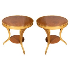 Pair of Dessin Fournir Mahogany and Gilded End Tables