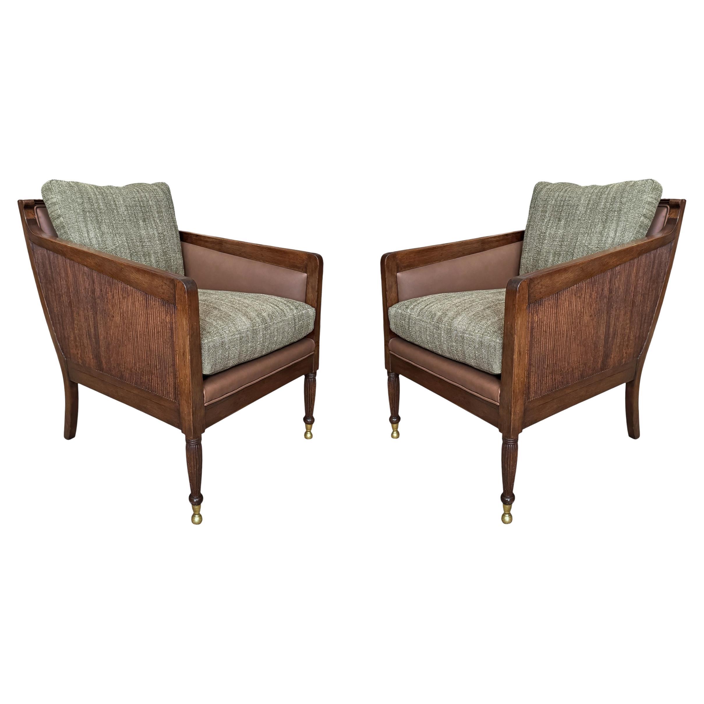Pair of Dessin Fournir Nelson Bergere Chairs