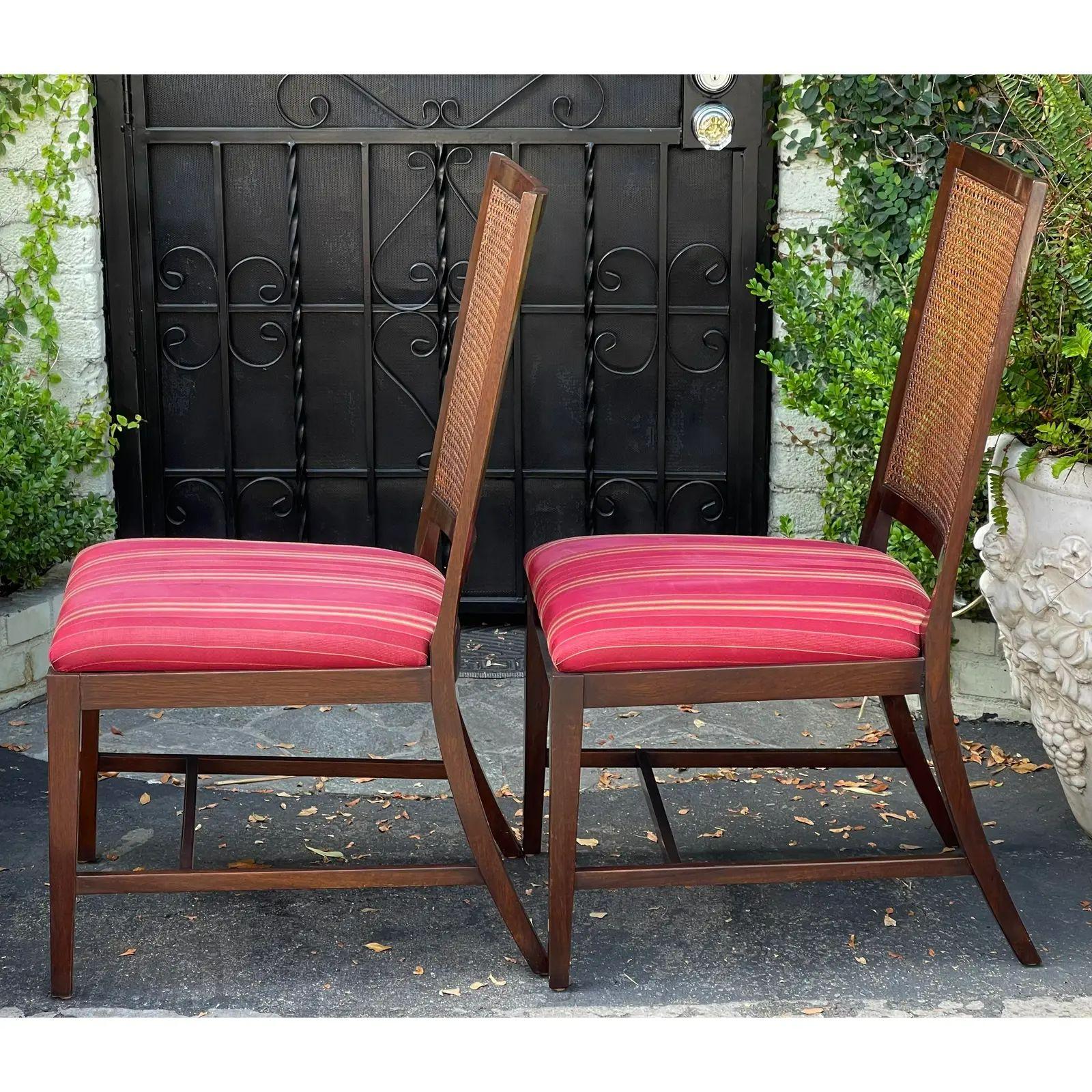 Pair of Dessin Fournir Regency Style Mahogany Cane Back Dining Chairs In Good Condition In LOS ANGELES, CA