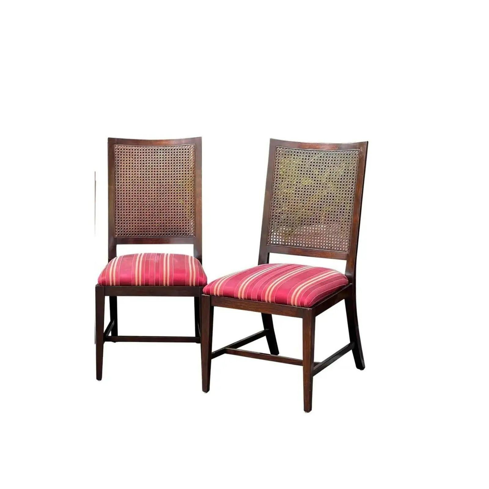 Contemporary Pair of Dessin Fournir Regency Style Mahogany Cane Back Dining Chairs