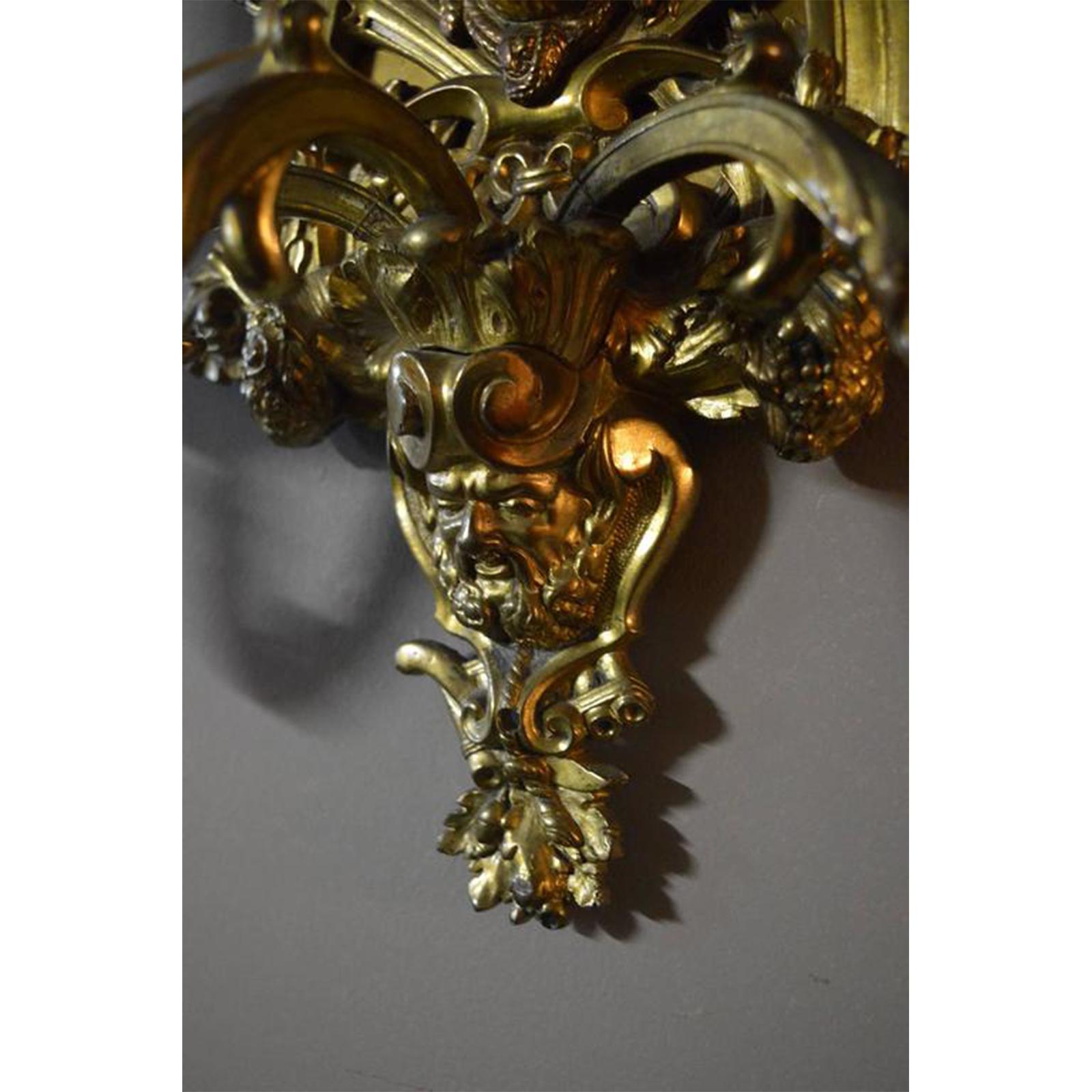 French Pair of Detailed Bronze Sconces For Sale