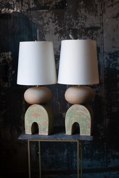 Pareja de lámparas de mesa Devoe - Cerámica contemporánea hecha a mano, escultura posmoderna