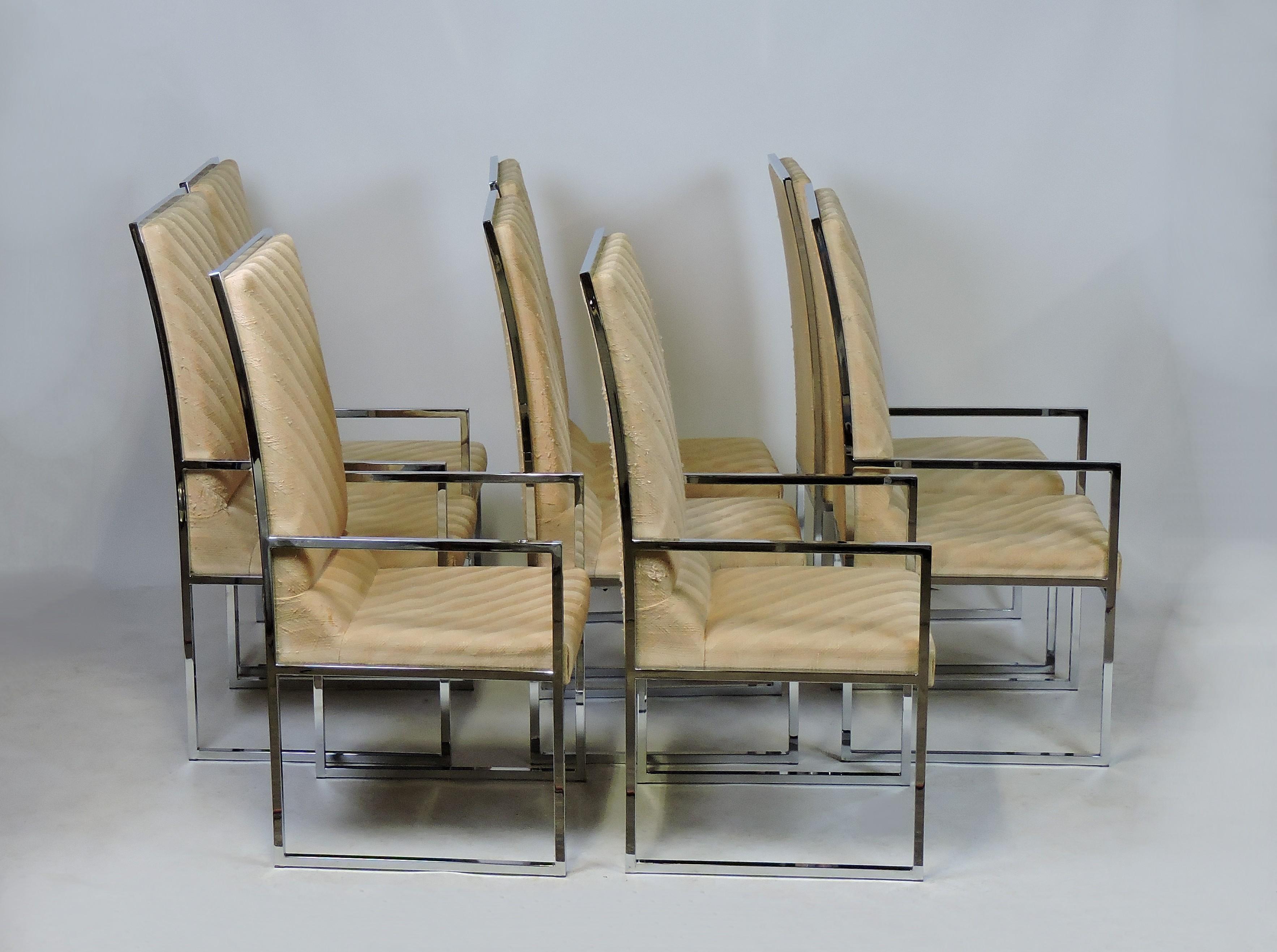 American Pair of DIA Baughman Style Chrome High Back Mid-Century Modern Dining Chairs