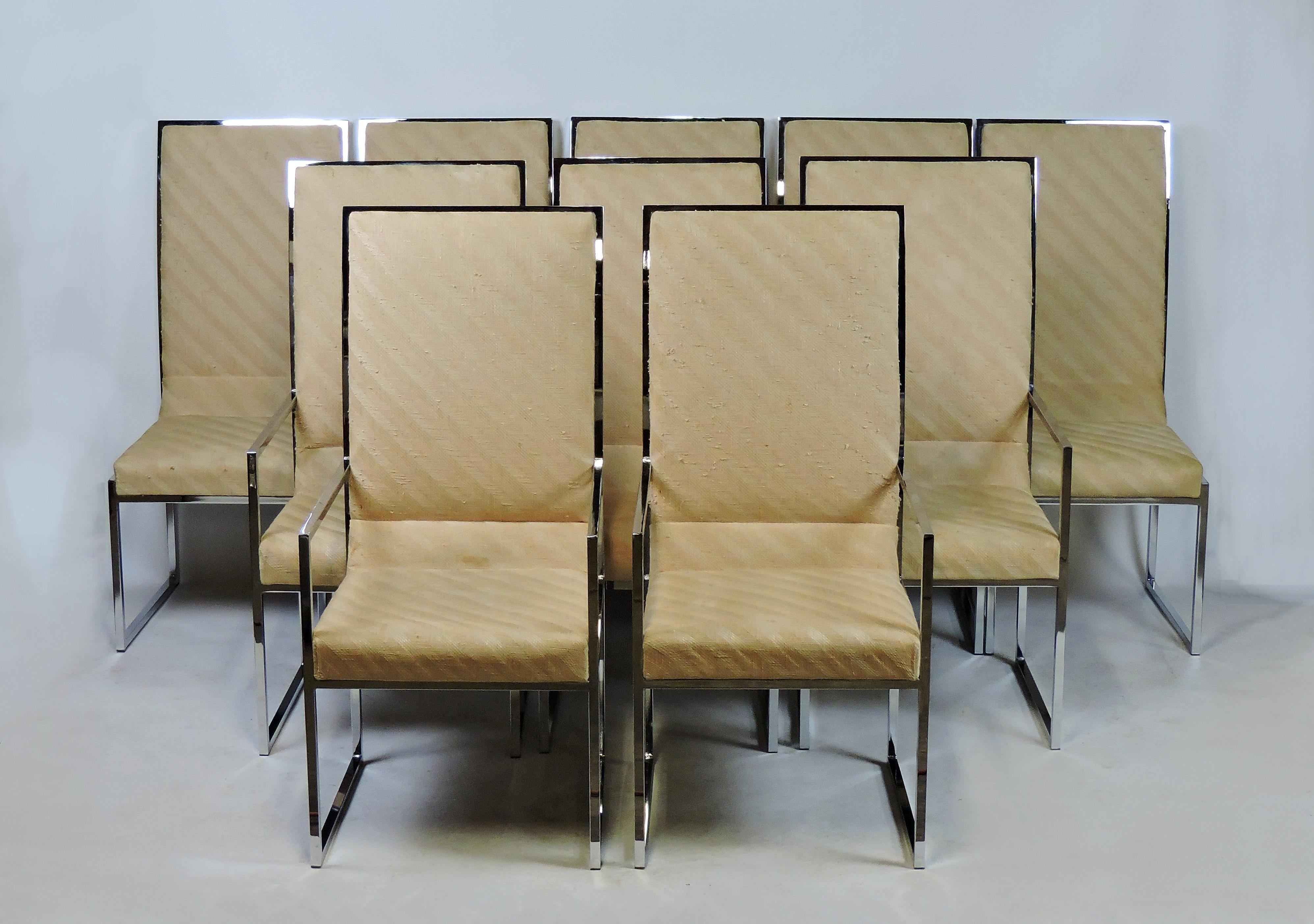 Late 20th Century Pair of DIA Baughman Style Chrome High Back Mid-Century Modern Dining Chairs