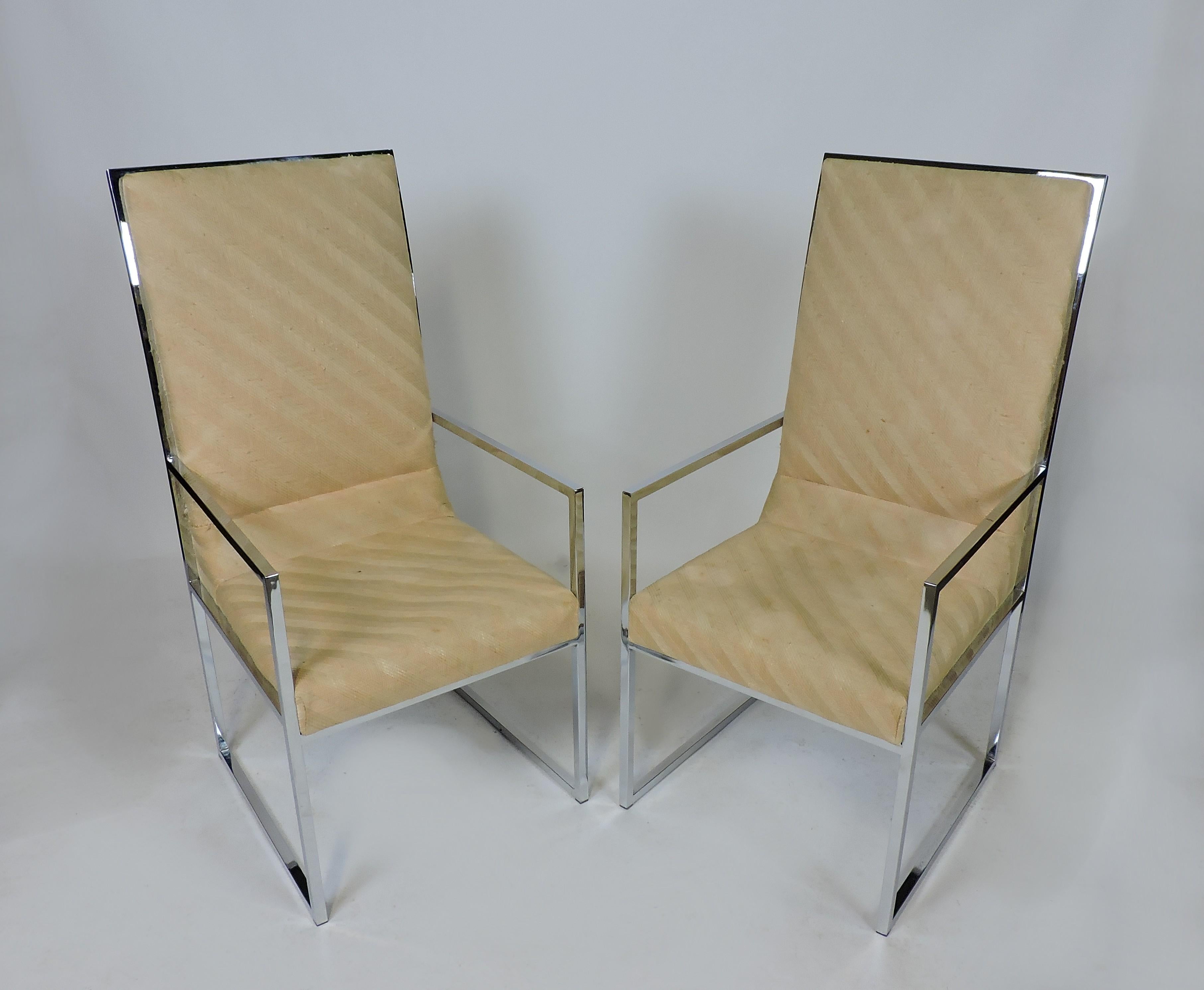 Pair of DIA Baughman Style Chrome High Back Mid-Century Modern Dining Chairs 3