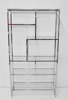 Pair of DIA Chrome and Glass Étagères