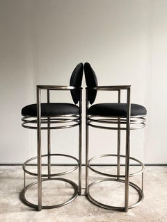Pair of DIA, Design Institute of America Chrome Barstools