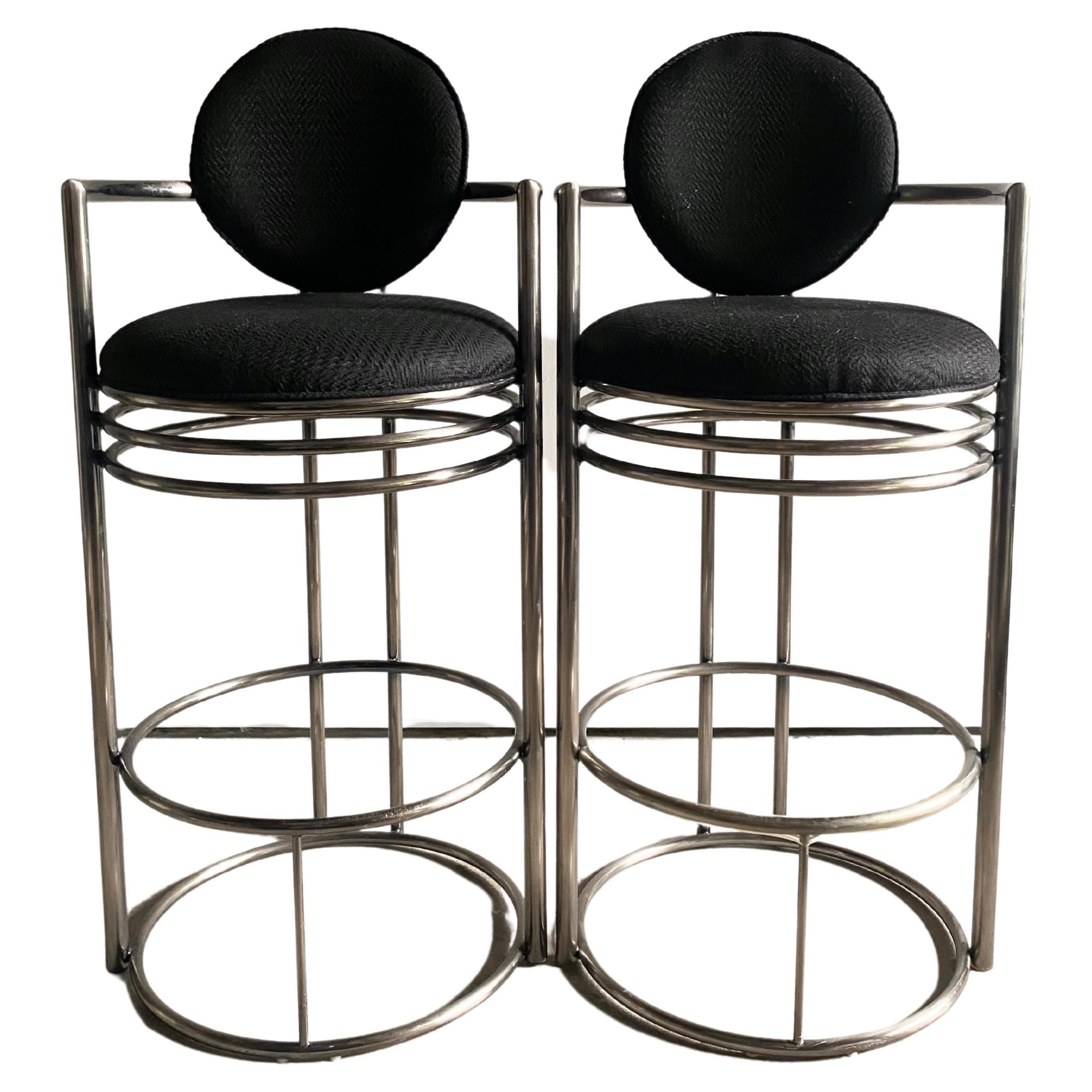 Pair of DIA, Design Institute of America Chrome Barstools