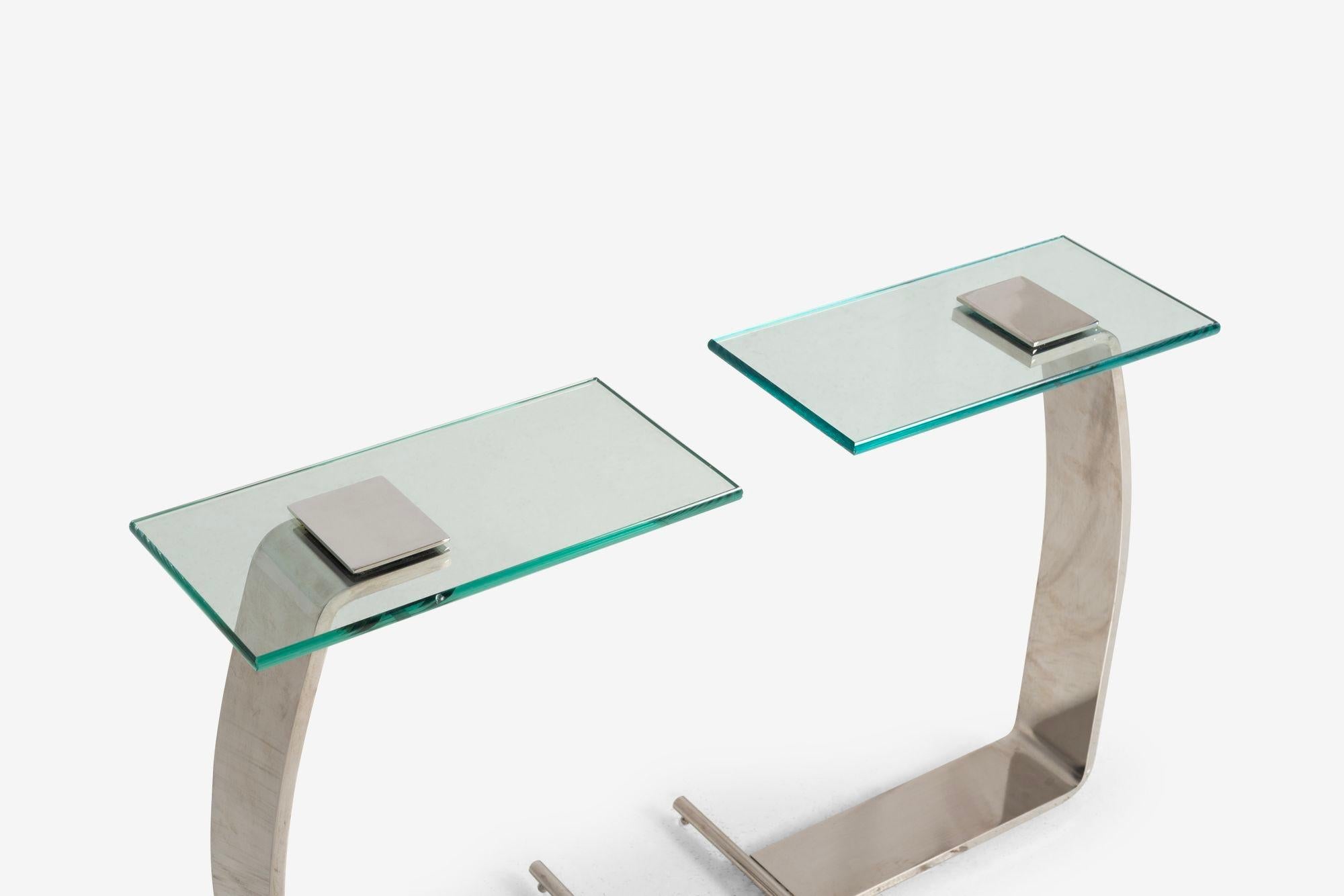 Glass Pair of DIA Drink Tables For Sale