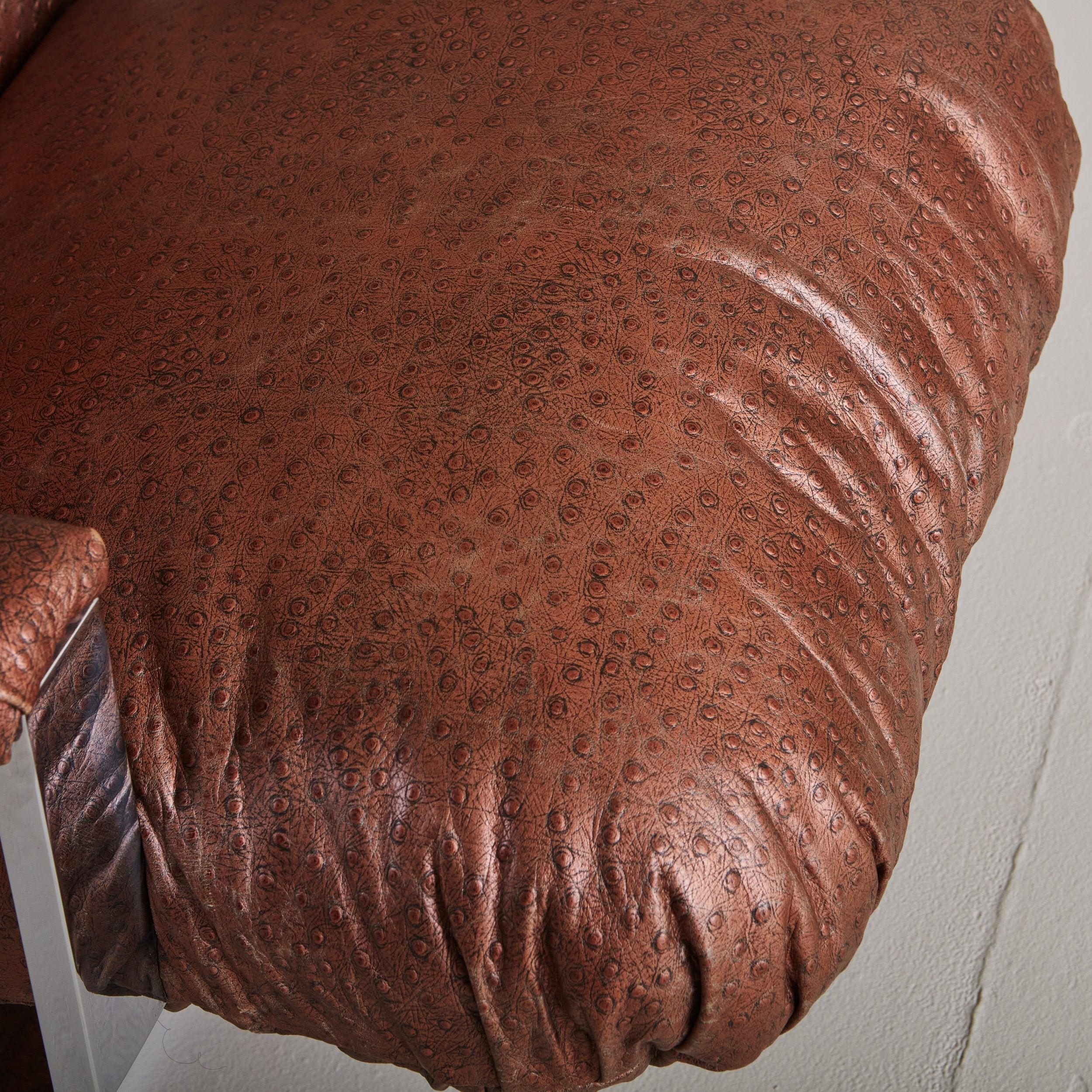 Pair of Dia Lounge Chairs with Ottoman in Robert Allen Leather, 20th Century 5
