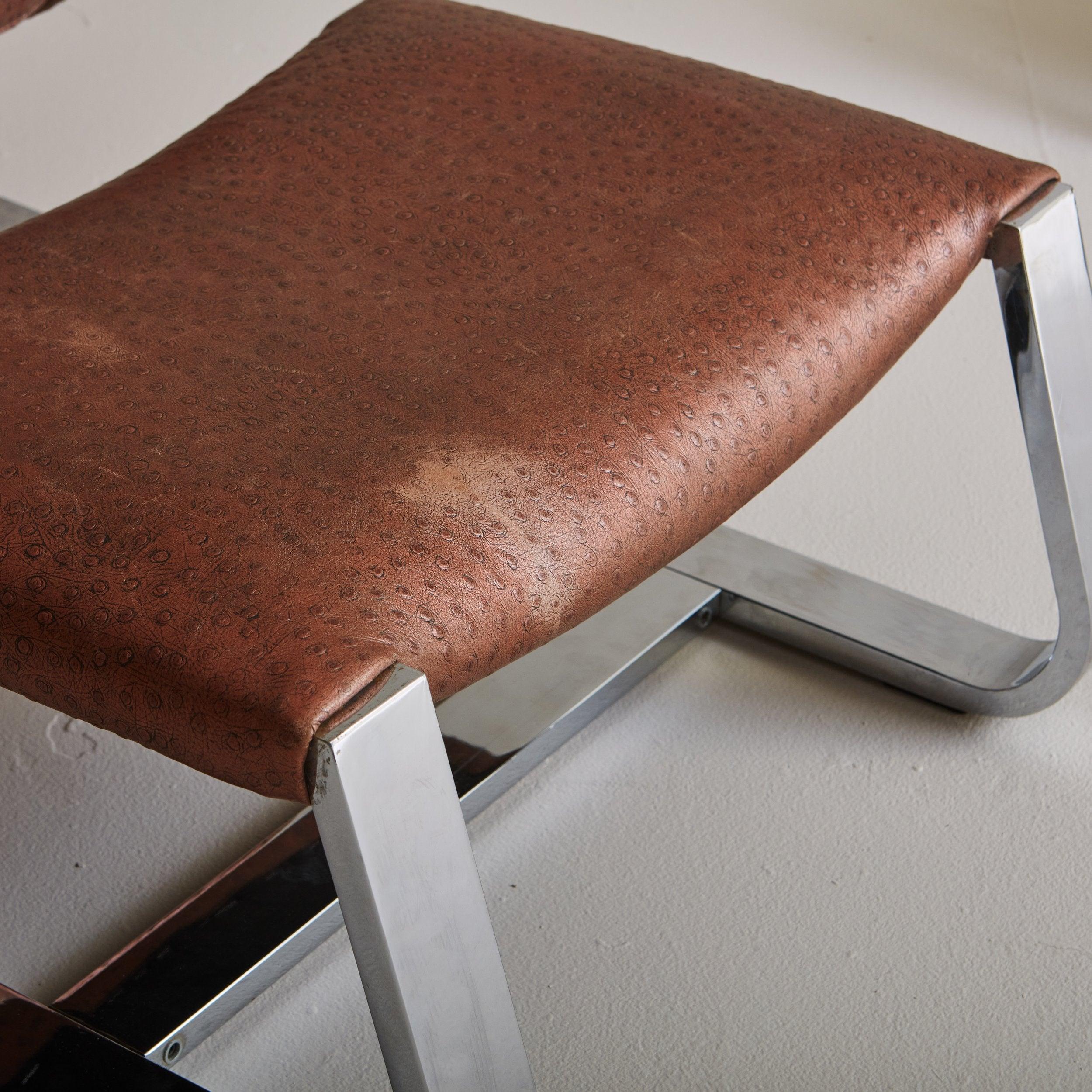 Pair of Dia Lounge Chairs with Ottoman in Robert Allen Leather, 20th Century 9