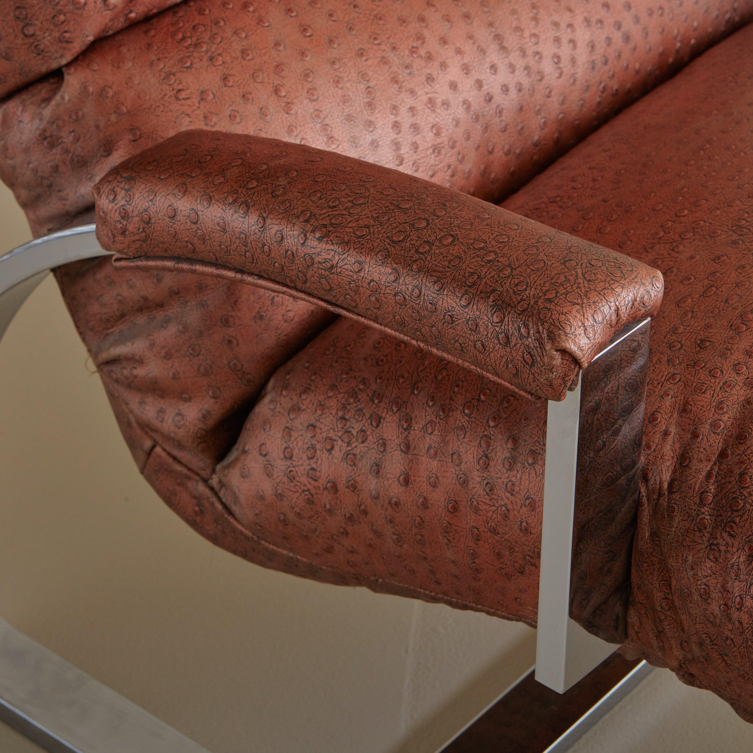 Pair of Dia Lounge Chairs with Ottoman in Robert Allen Leather, 20th Century 10