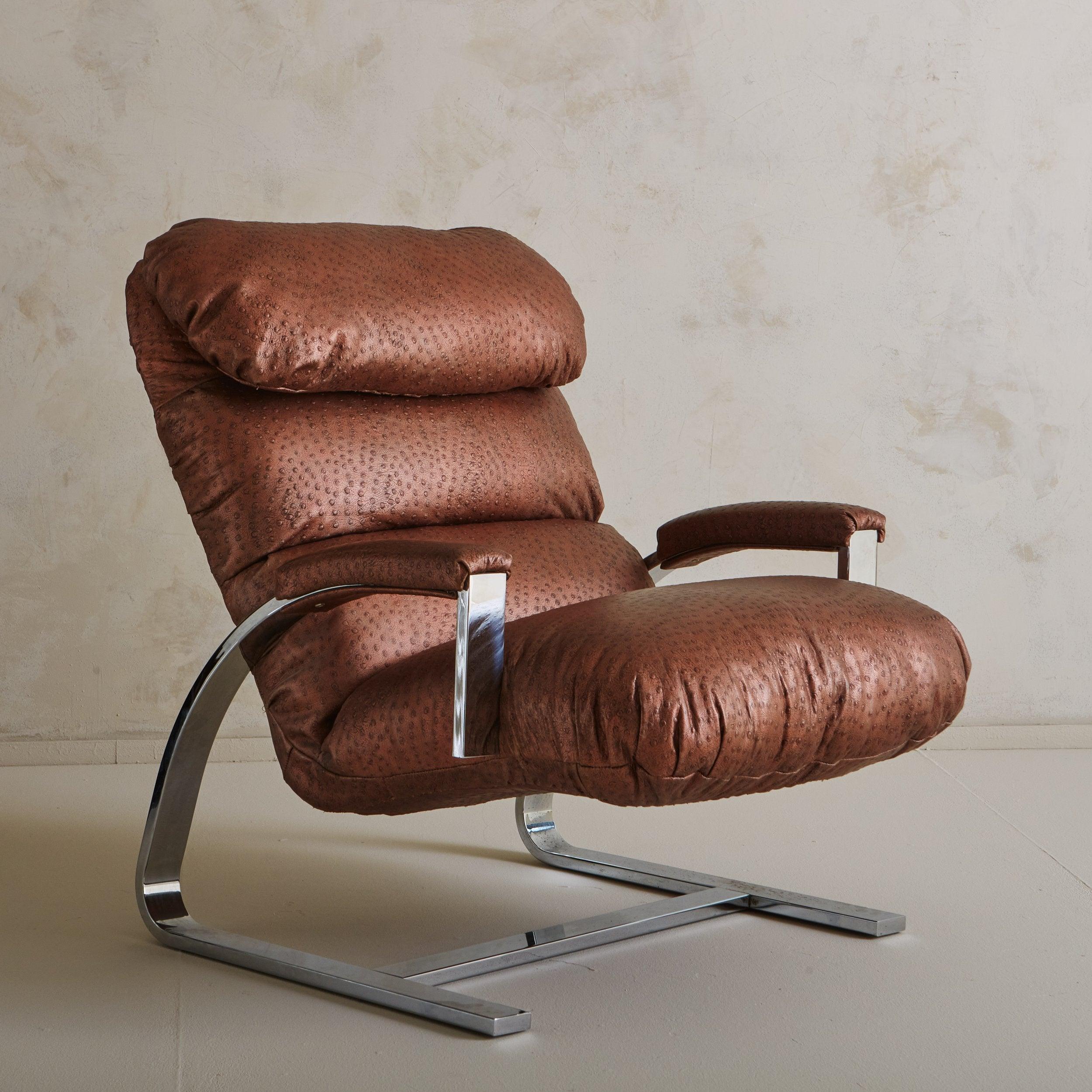 Pair of Dia Lounge Chairs with Ottoman in Robert Allen Leather, 20th Century 14