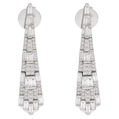 Pair of Diamond 18k White Gold Dangle Earrings