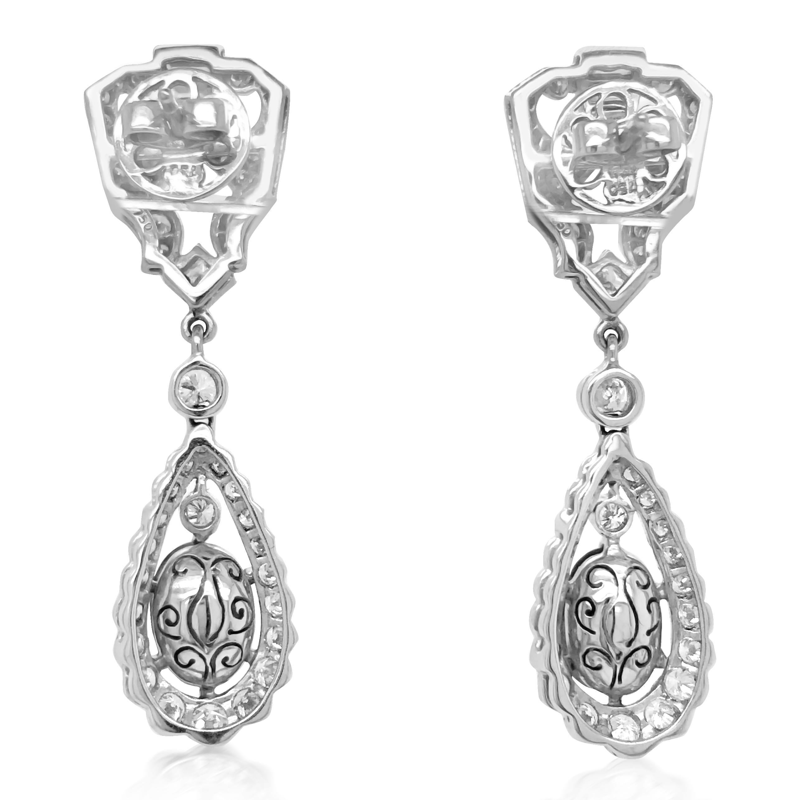 Art Deco Pair of Diamond and Sapphire Earrings