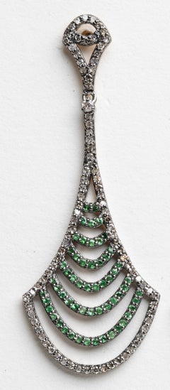2.35ct Tsavorite and Diamond Chandelier Earrings in Silver and Gold