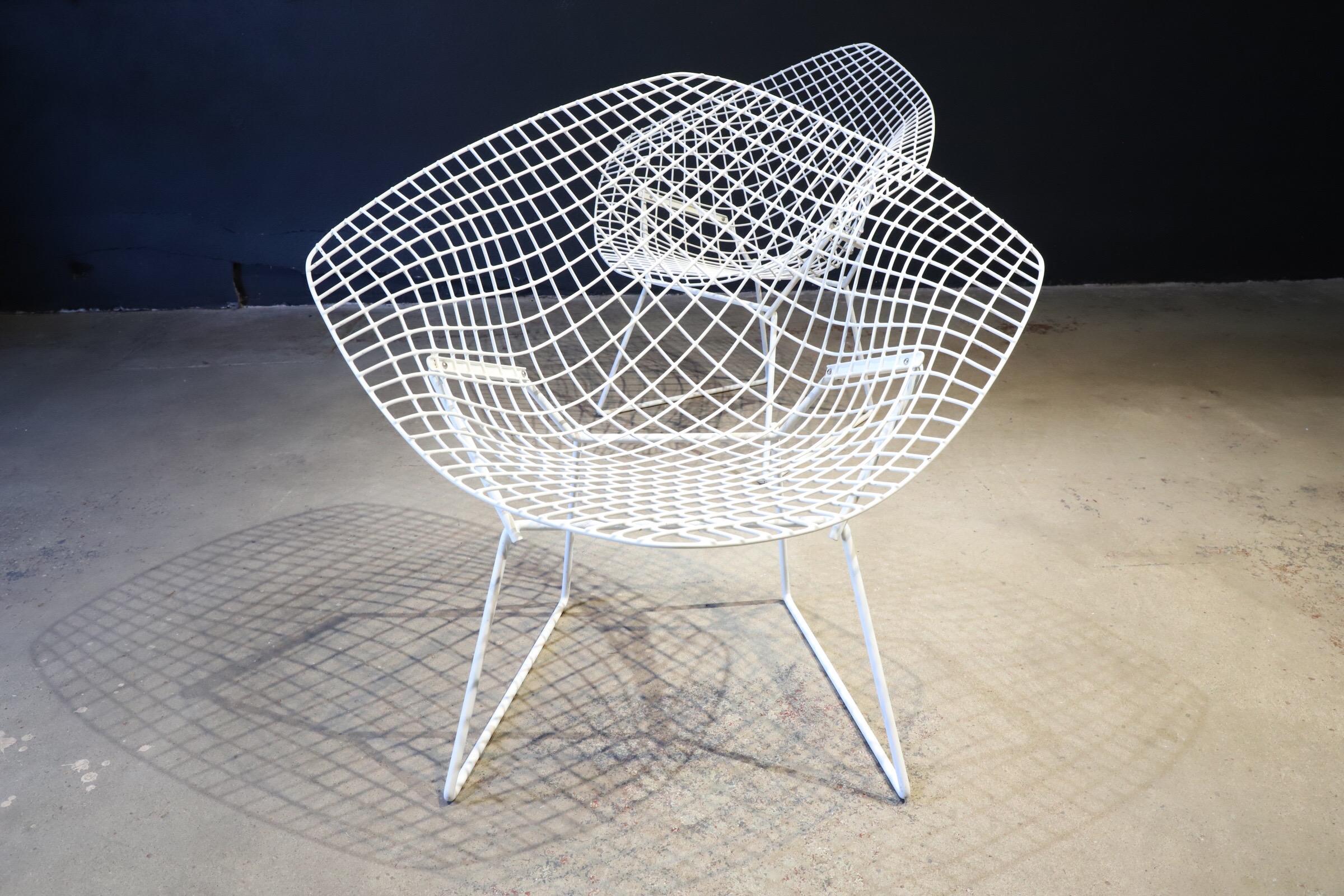 Metal Pair of Diamond Chairs by Harry Bertoia