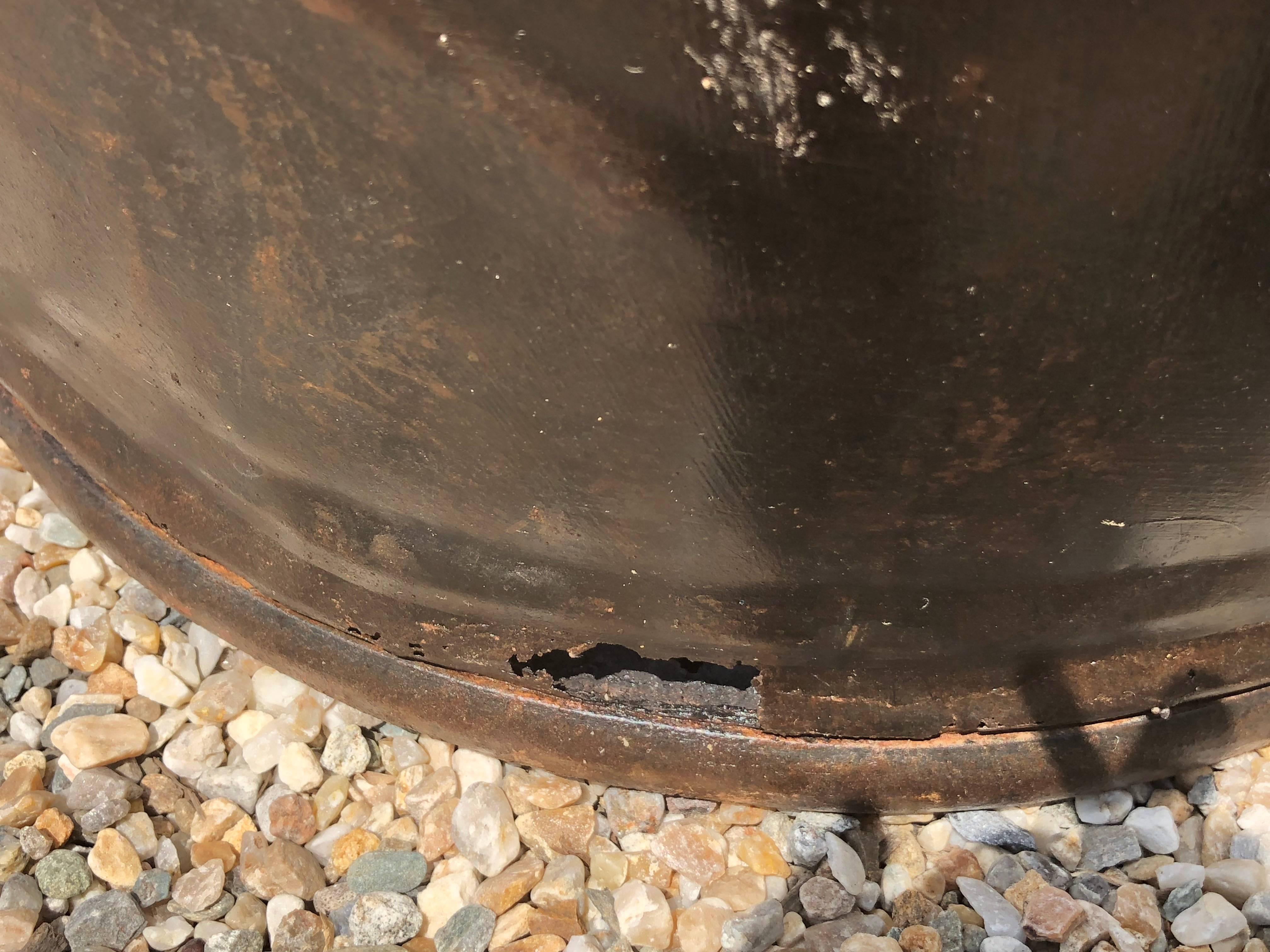 Pair of Diamond-Design French Steel Grape Bucket Planters 1