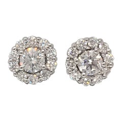 Pair of Diamond Earrings with a Total Weight of .80 Carat Set in 18 Karat Gold Pair of Diamond Earrings with a Total Weight of .80 Carat Set in 18 Karat Gold