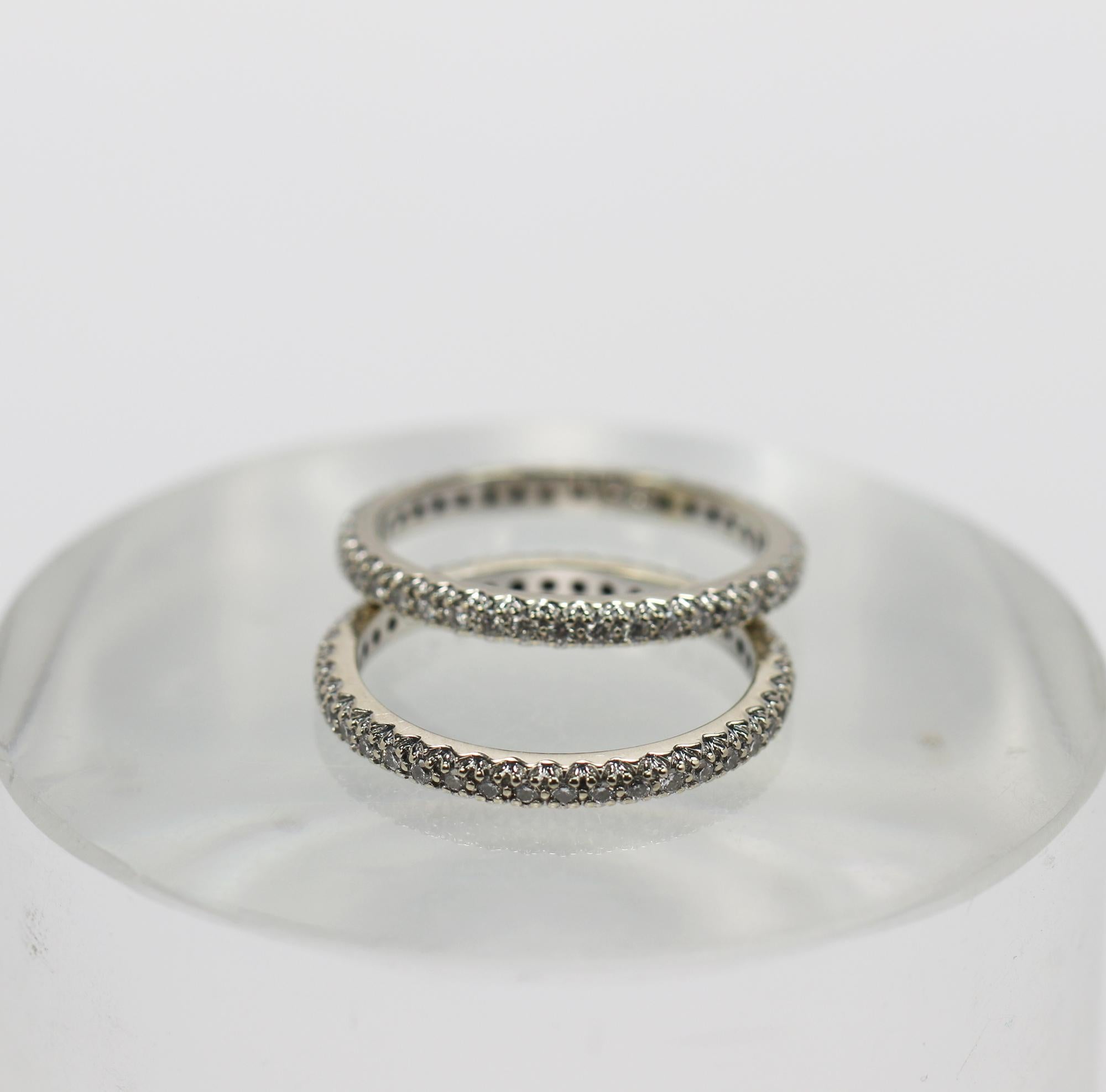 Pair of Diamond Eternity Bands In Good Condition In Palm Beach, FL