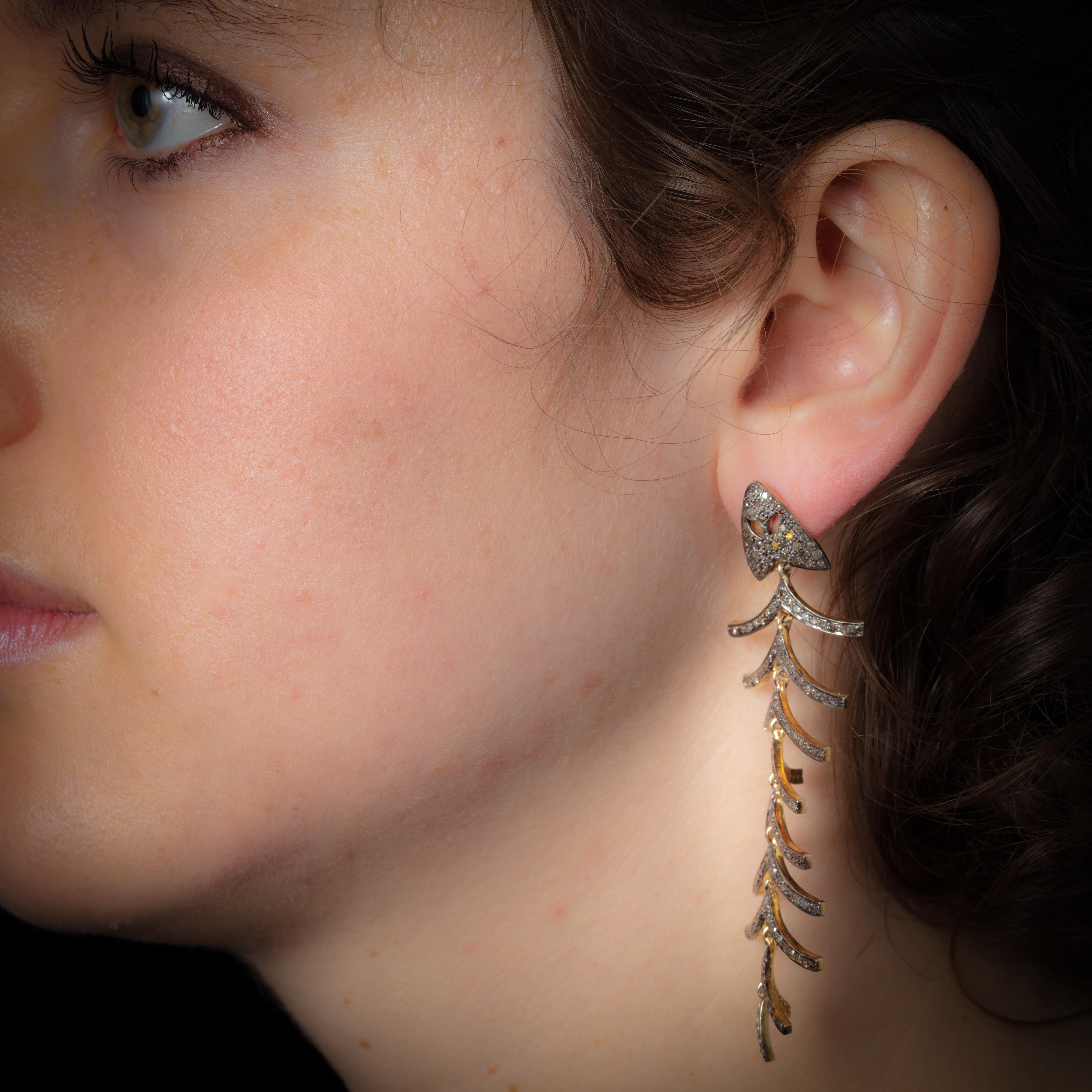 fishbone dangle earrings