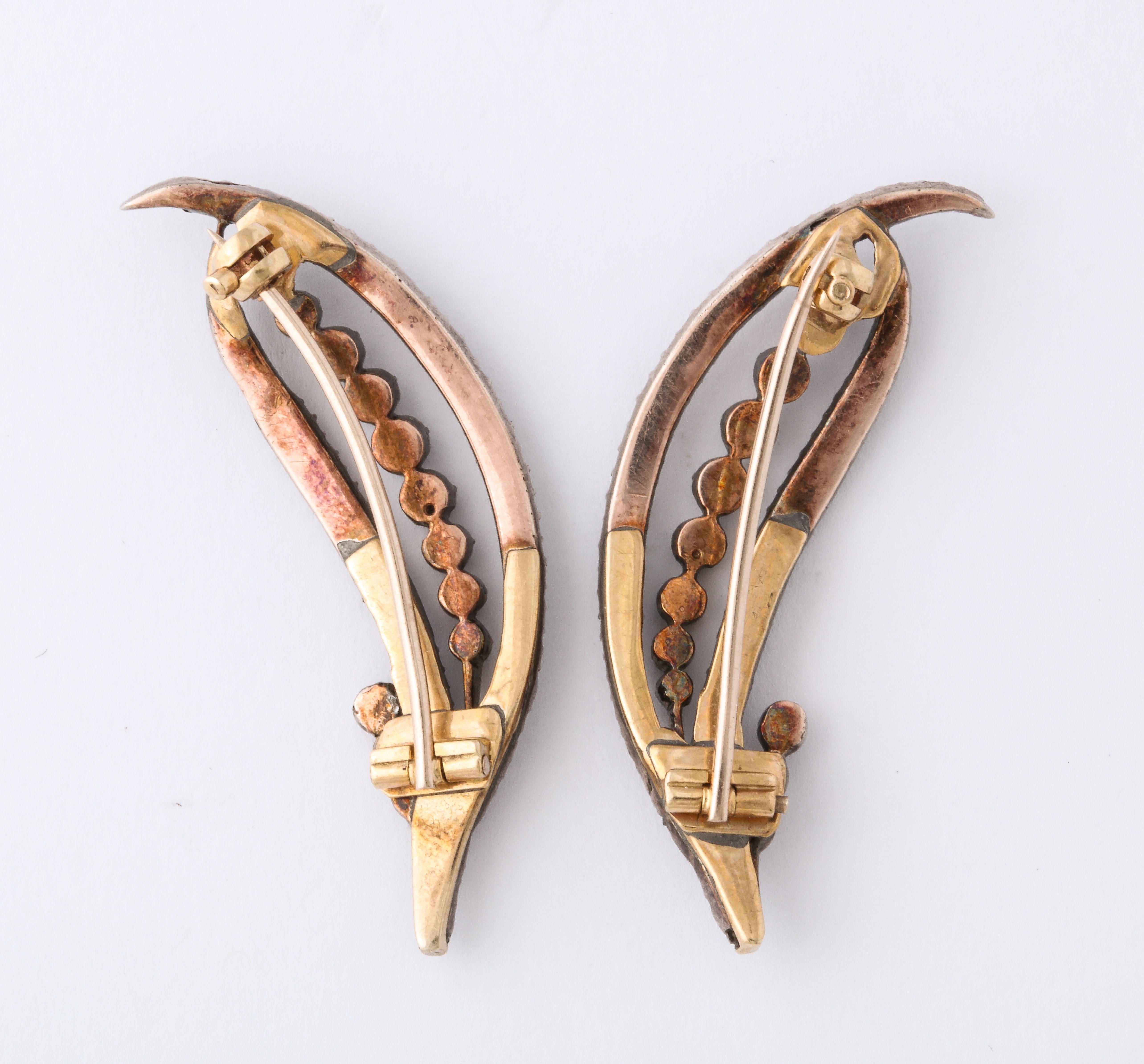 Women's or Men's Pair of Diamond Late 18th Century Brooches For Sale