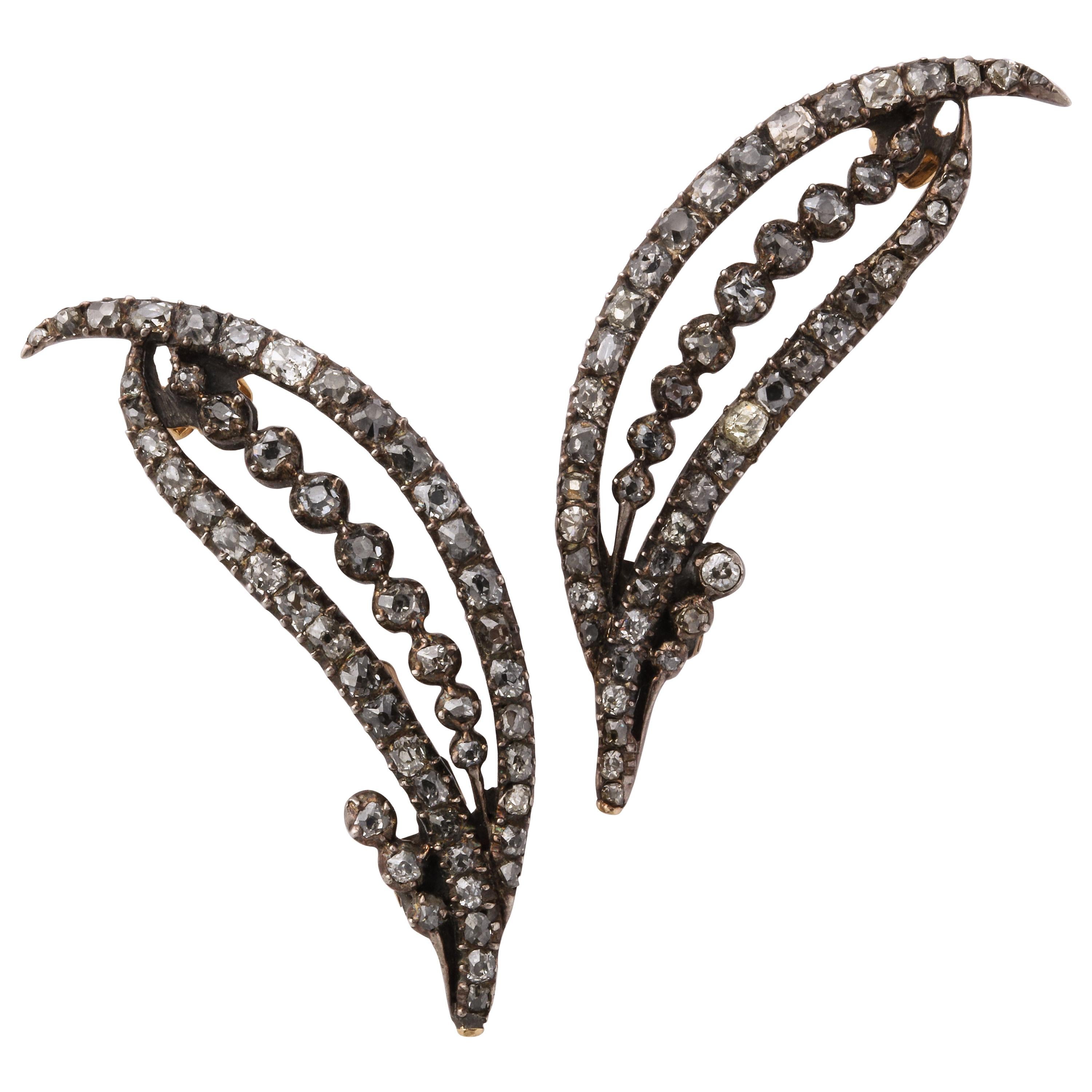 Pair of Diamond Late 18th Century Brooches For Sale