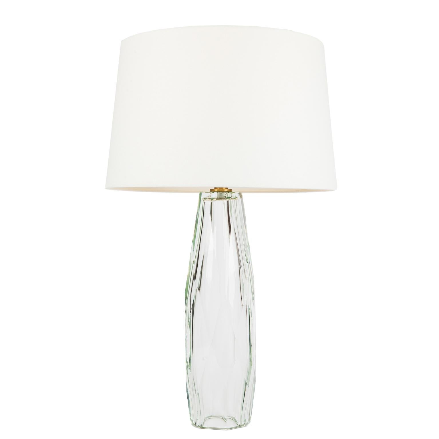 italien Paire de lampes de bureau en verre de Murano avec diamants par Baker Furniture, Thomas Pheasant. en vente