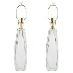 Pair of Diamond Murano Glass Table Lamps By Baker Furniture, Thomas Pheasant.